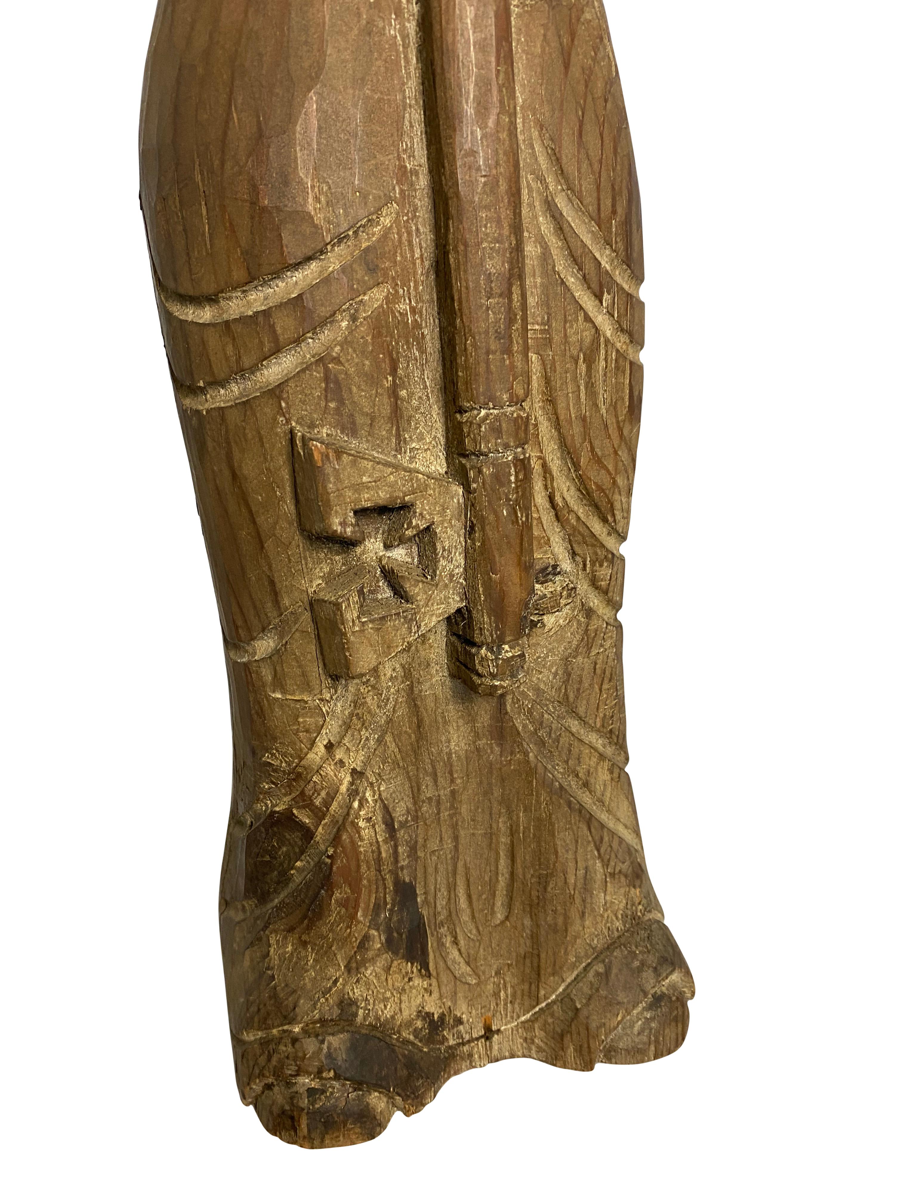 18th Century and Earlier Wooden Church Figure of Saint Peter, 18th-19th Century For Sale