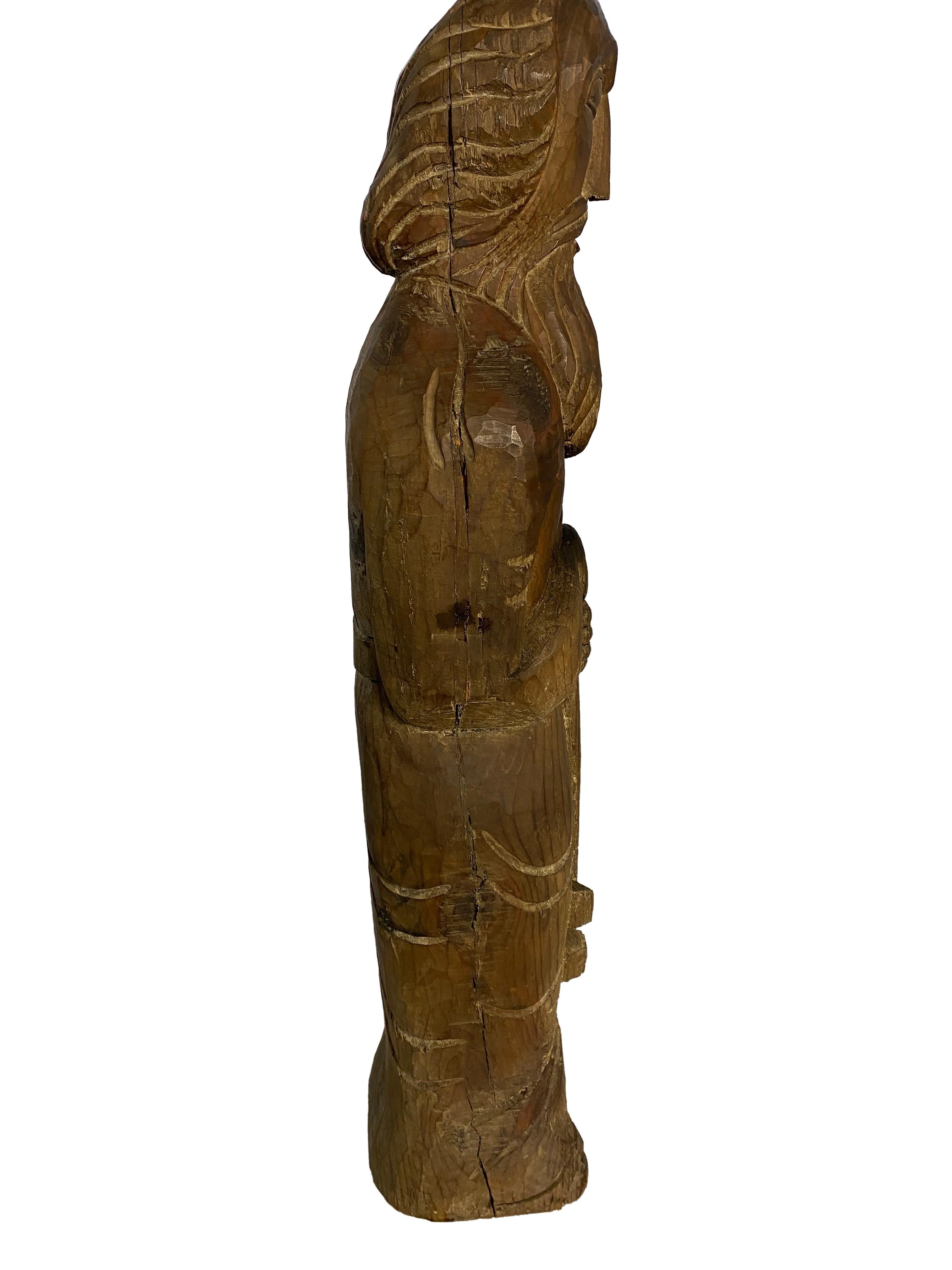 Wooden Church Figure of Saint Peter, 18th-19th Century For Sale 1
