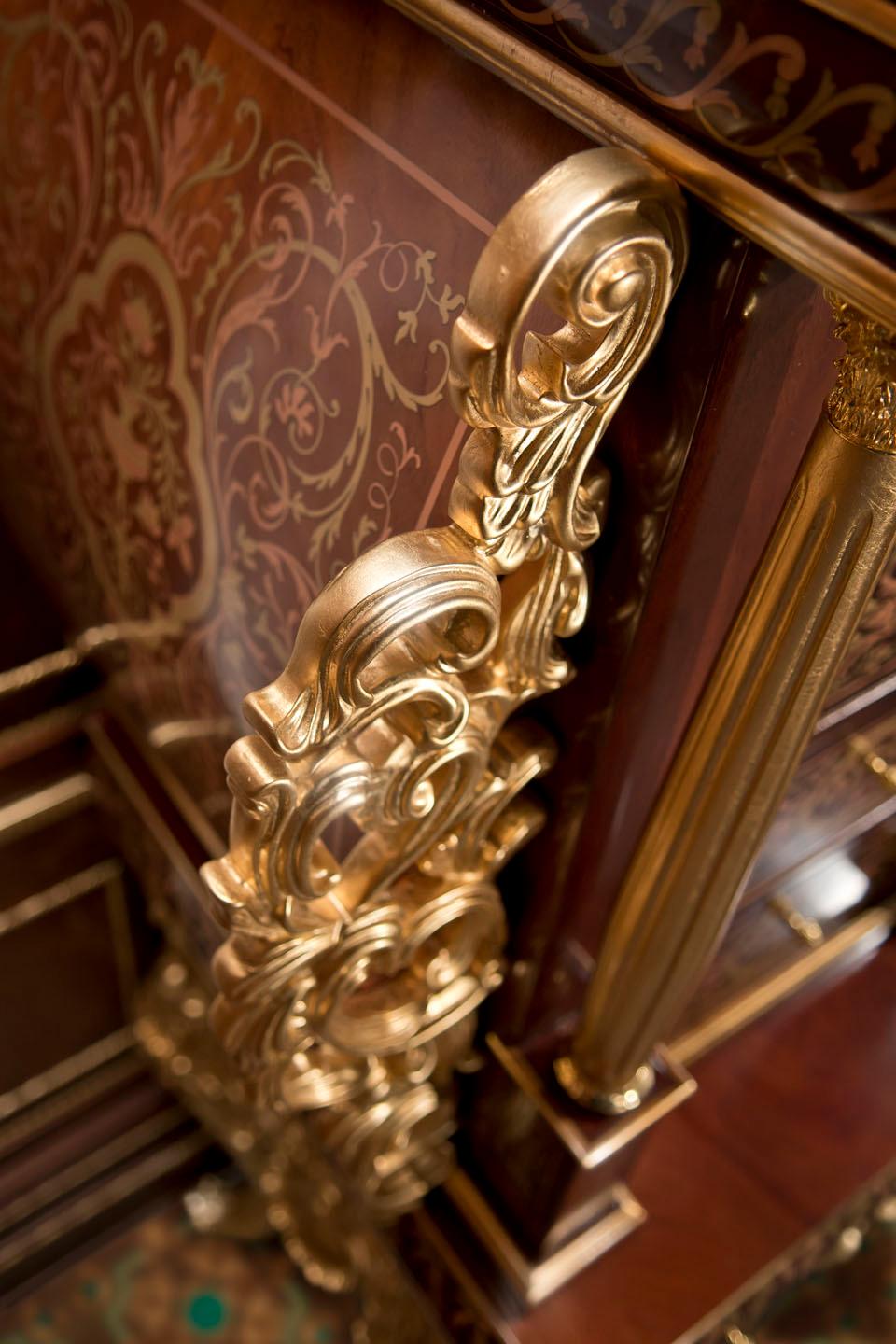 21st Century Wooden Cigar Cabinet with Baroque Carvings, Handpainted, Gold Leaf For Sale 6