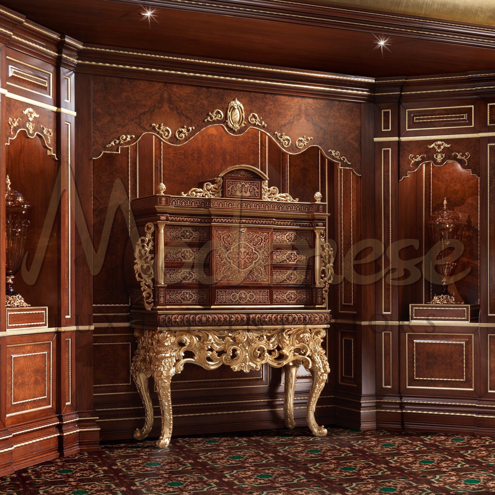 Italian 21st Century Wooden Cigar Cabinet with Baroque Carvings, Handpainted, Gold Leaf For Sale