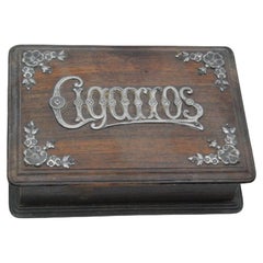 Wooden cigarette box with rosewood trembles and silver applications Wooden cigarette box with rosewood trembles and silver applications
