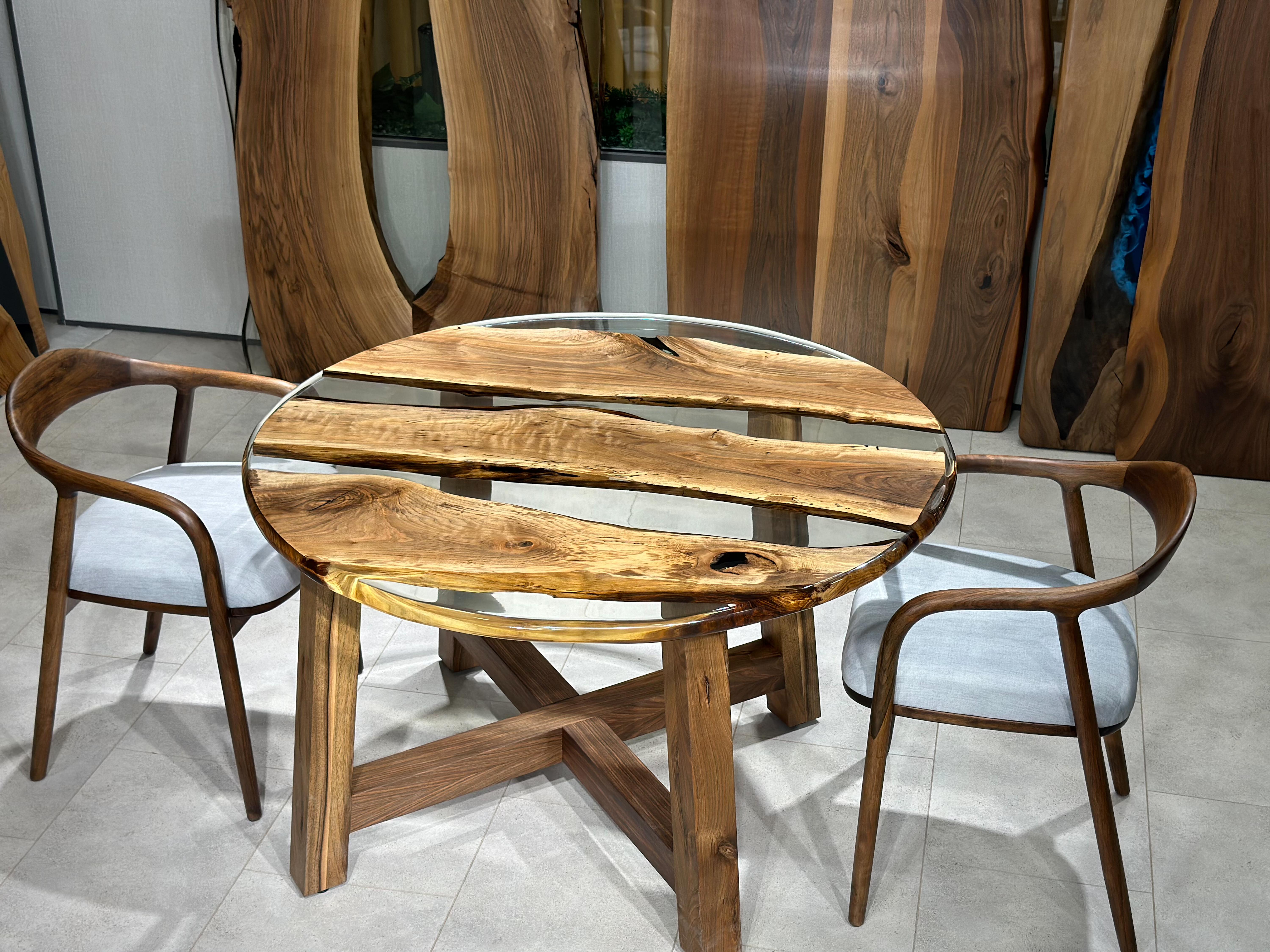 Résine époxy Table ronde en résine transparente en bois en vente