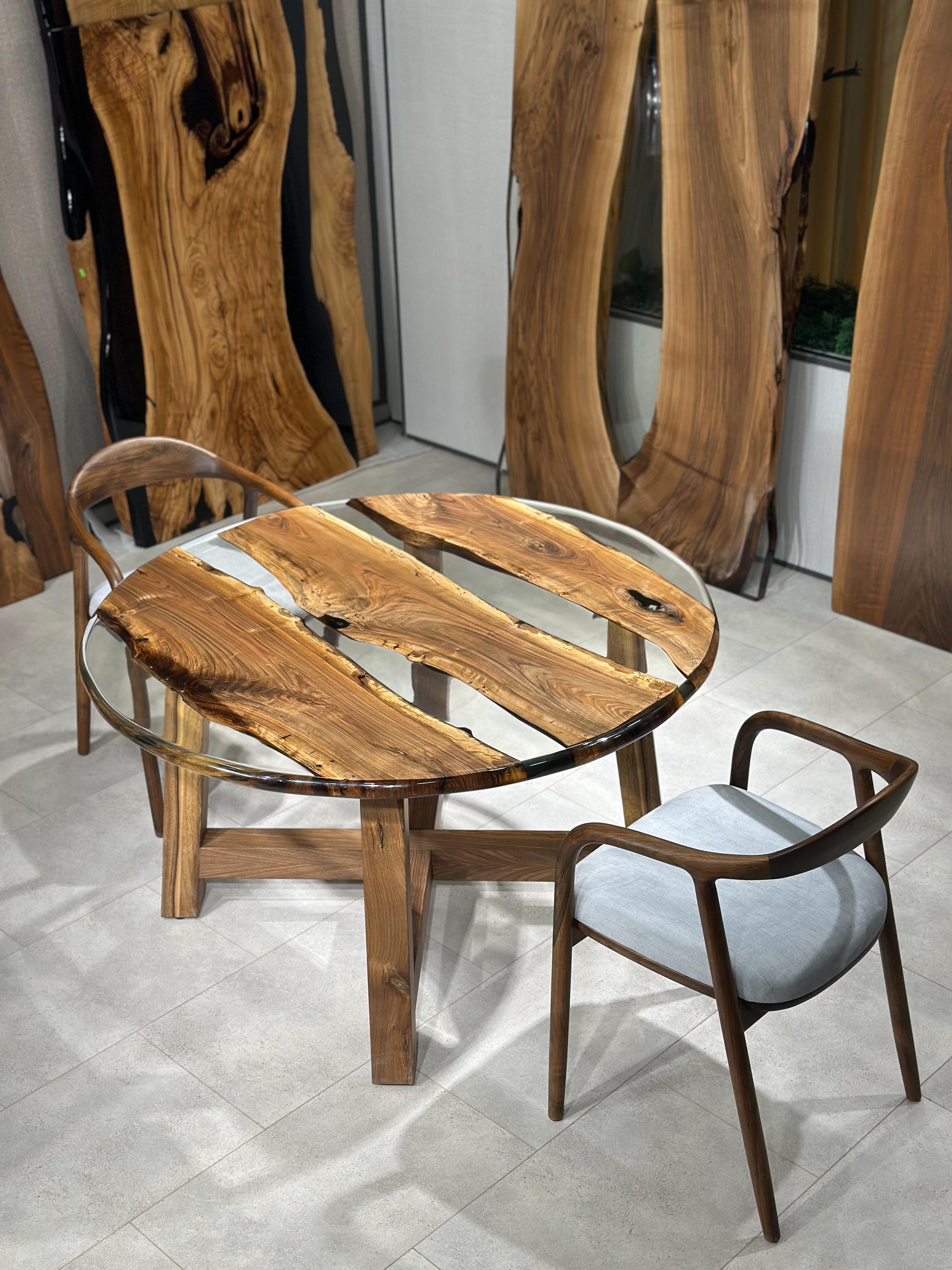 Turkish Wooden Clear Transparent Round Resin Table For Sale