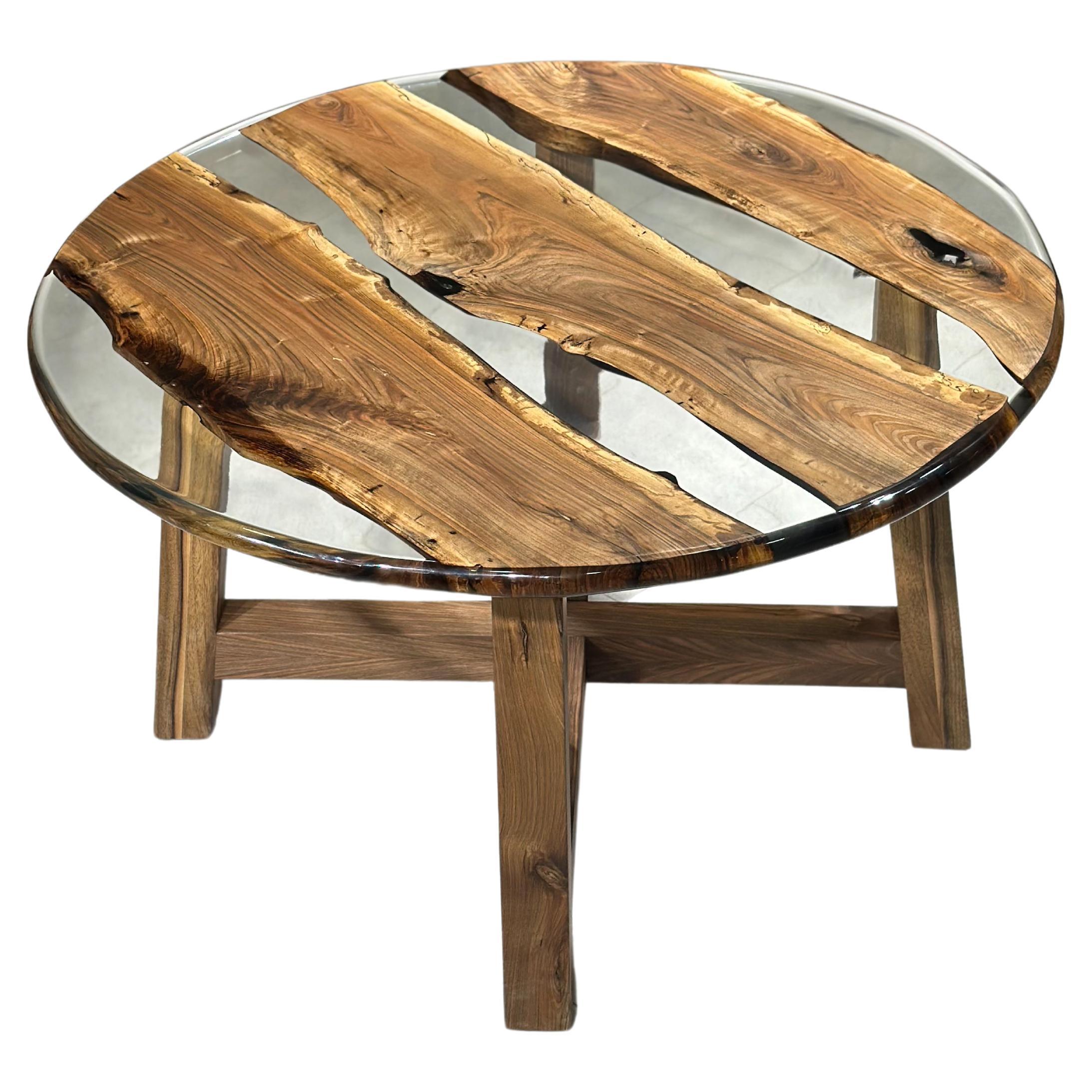 Wooden Clear Transparent Round Resin Table For Sale