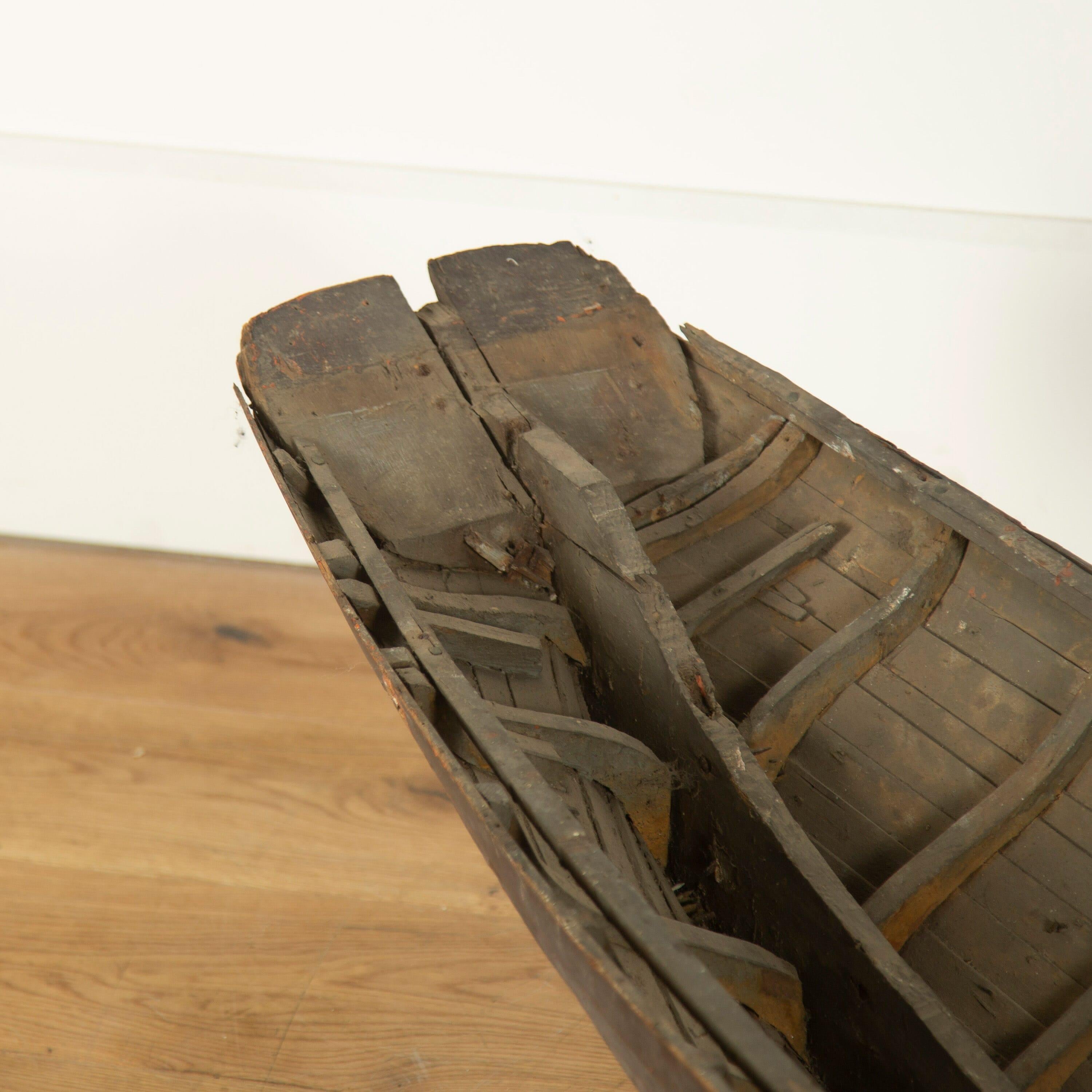 English Wooden Clinker Boat Hull on Stand