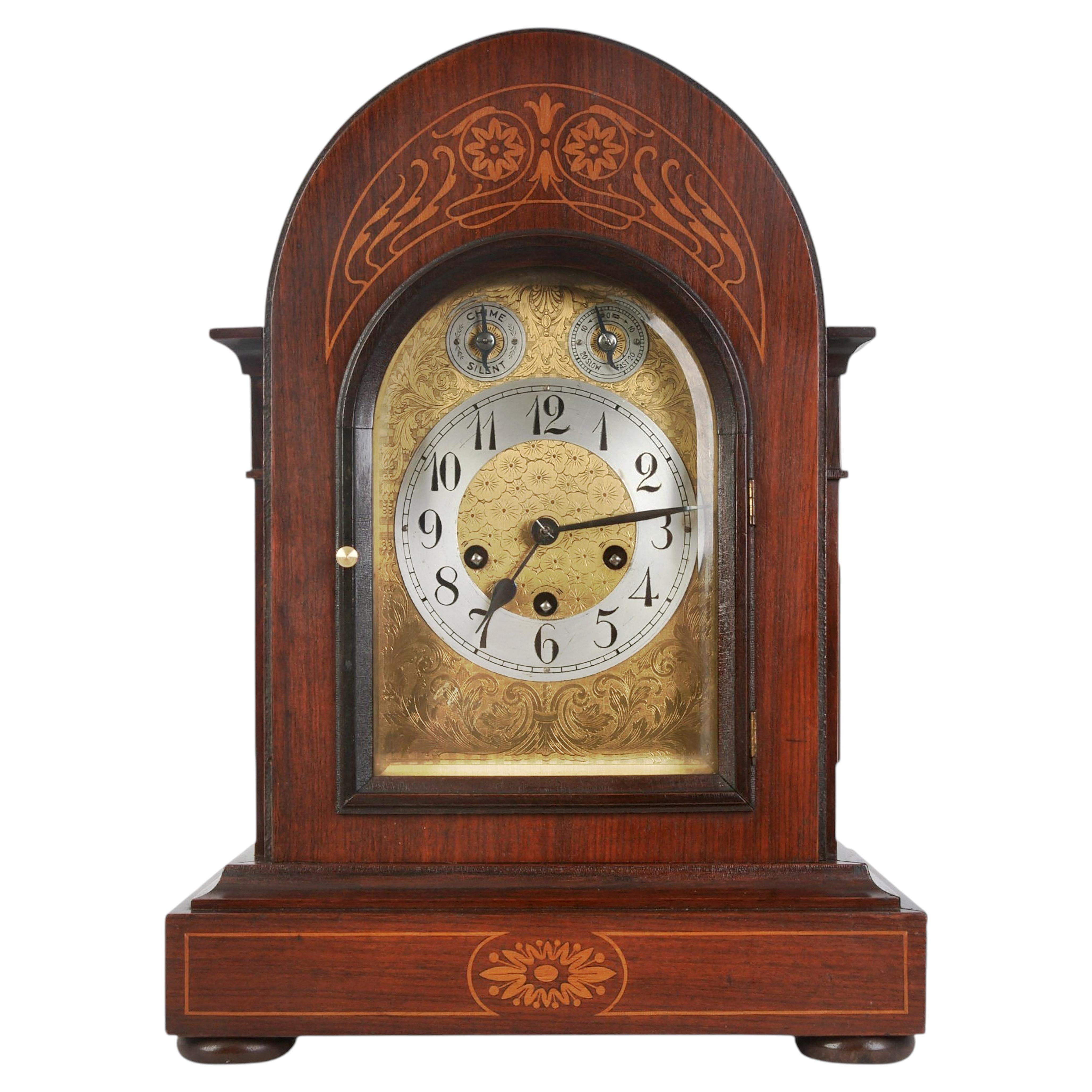 Wooden clock in Art Nouveau style, Junghans, Germany, 1910