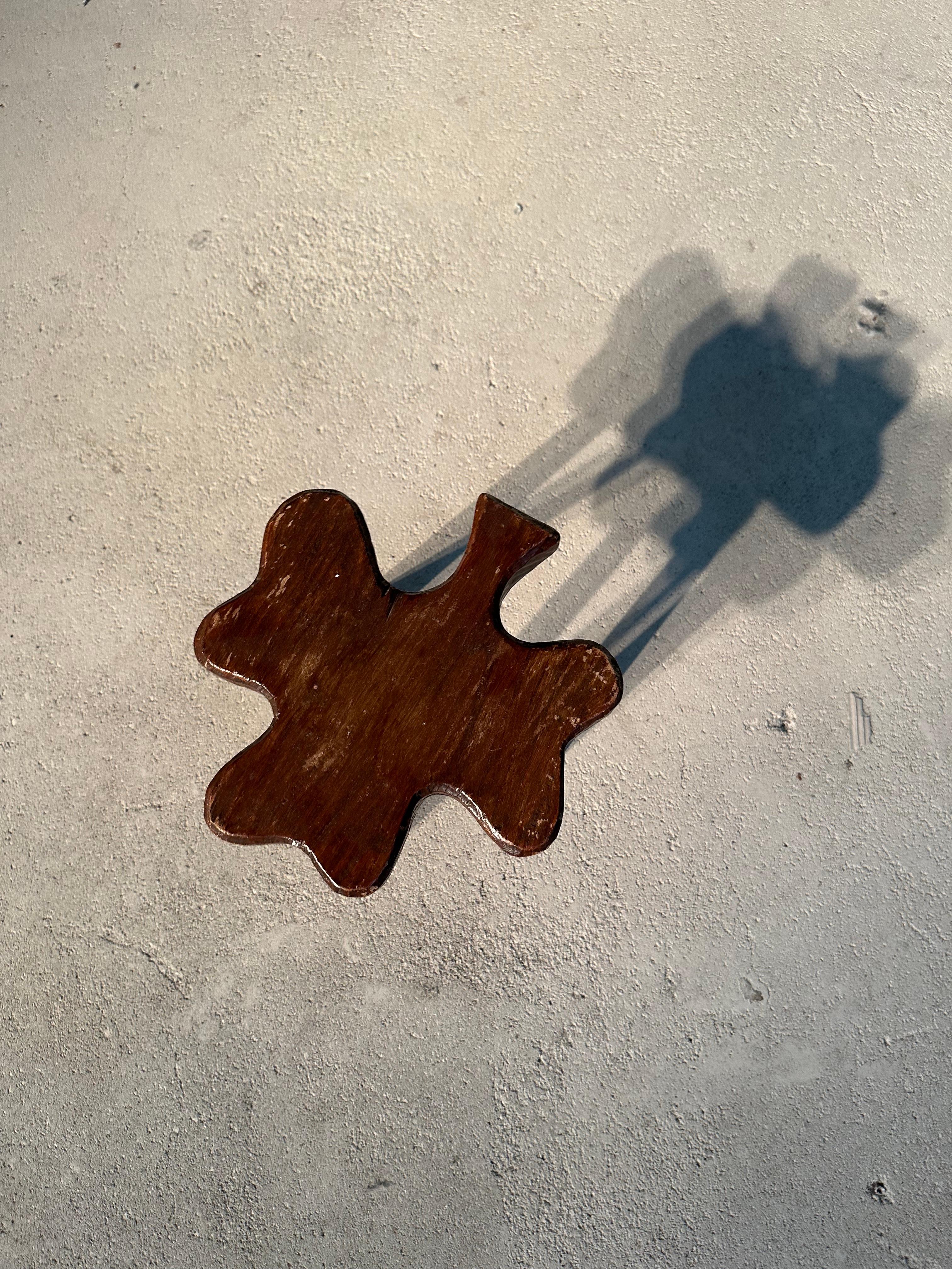 Brutalist Wooden Clover Mini Stool 