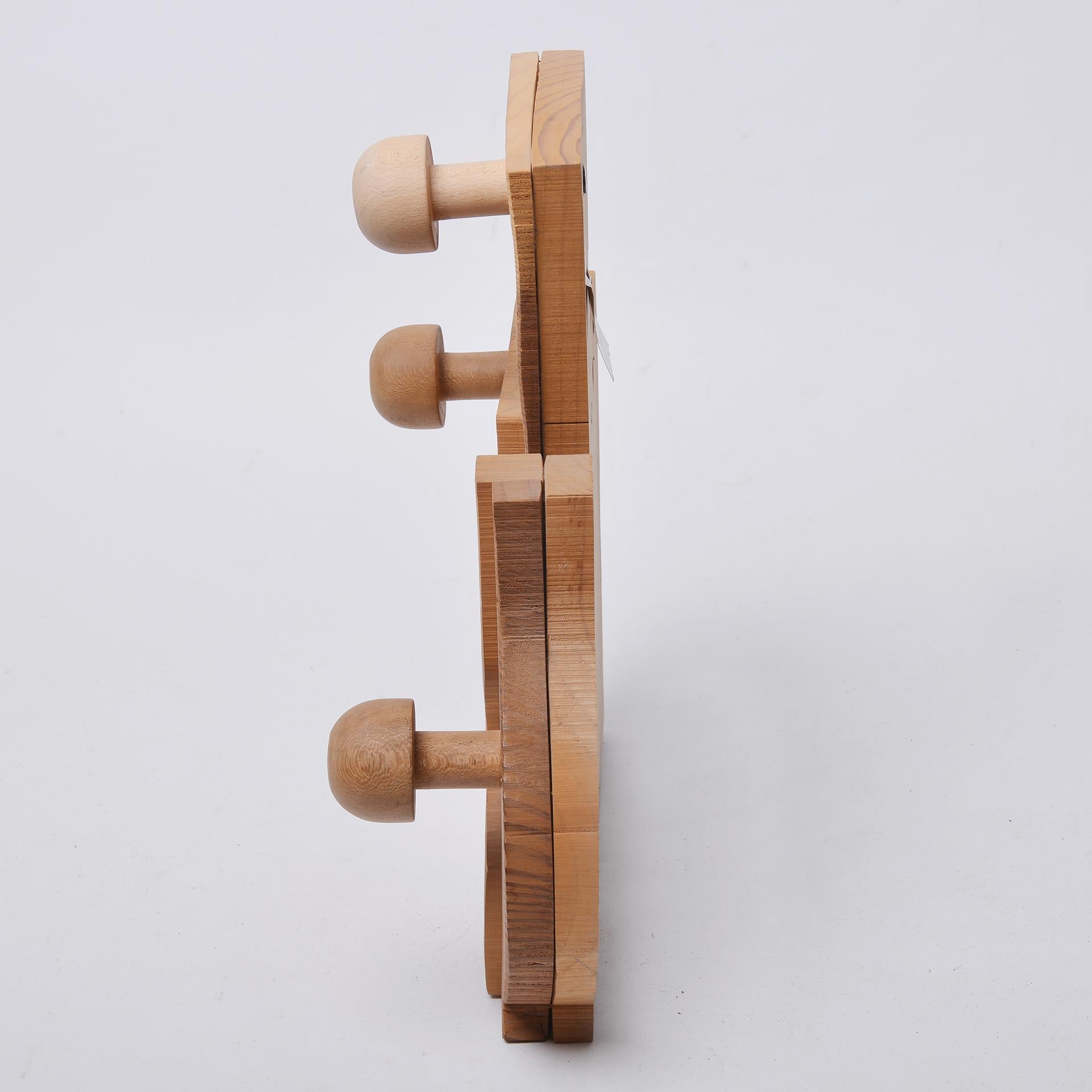 Hand-Crafted Wooden Coat Rack For Sale
