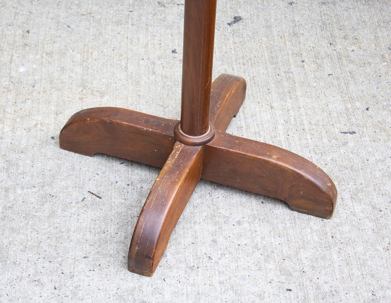 USA, 1940s
Wooden coat rack stand with a chunky X base and sculpted 'hooks'. Great look to this piece in rich solid hardwood- believe it is mahogany. Sturdy and usable.
Condition notes: In very good condition, with some age appropriate nicks,