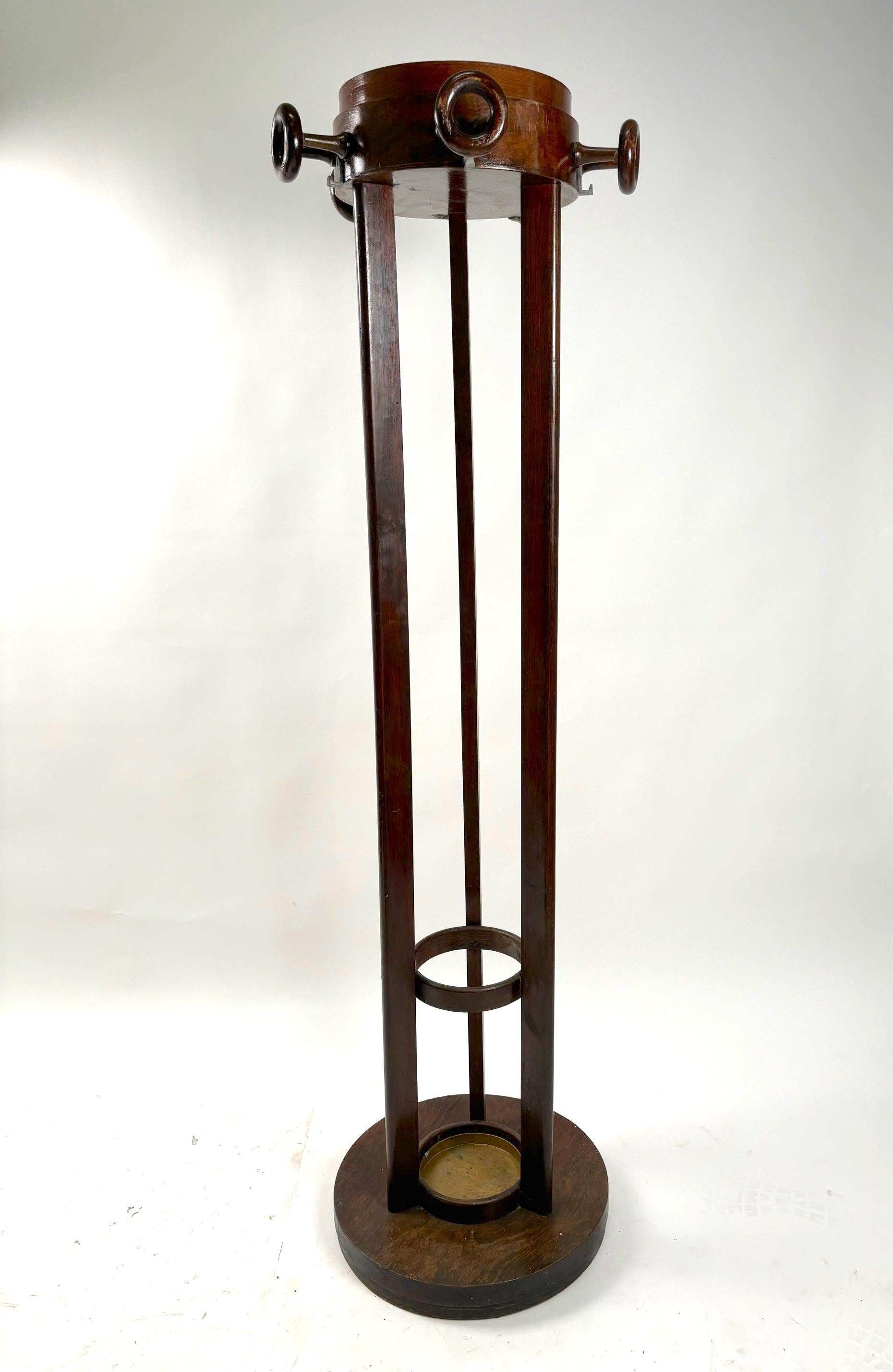 Large wooden coat hanger Viennese Secession, Hoffmann Style, Vienna, early 1900s