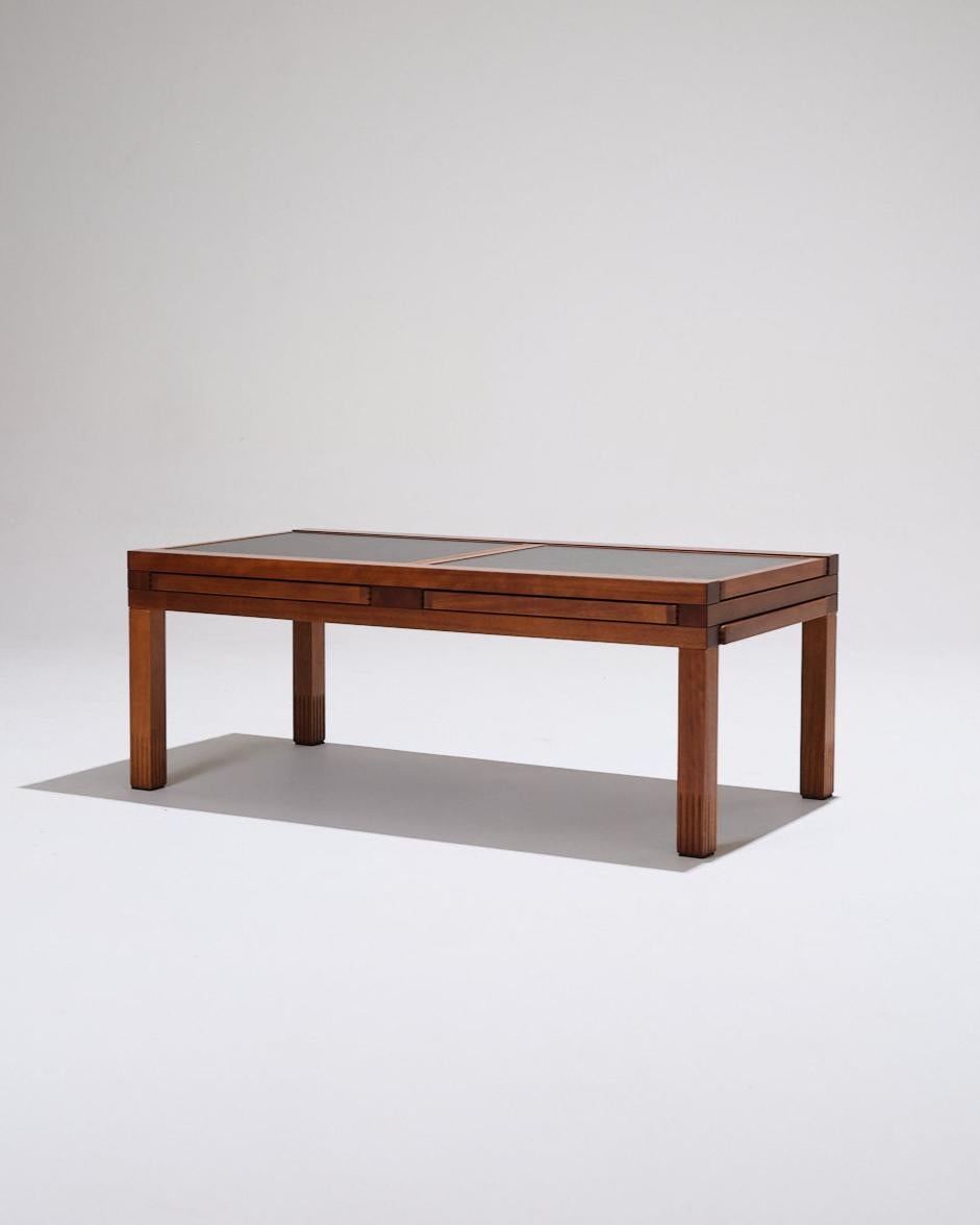 Bois Table basse en bois, Bernard Vuarnesson, 1970 en vente