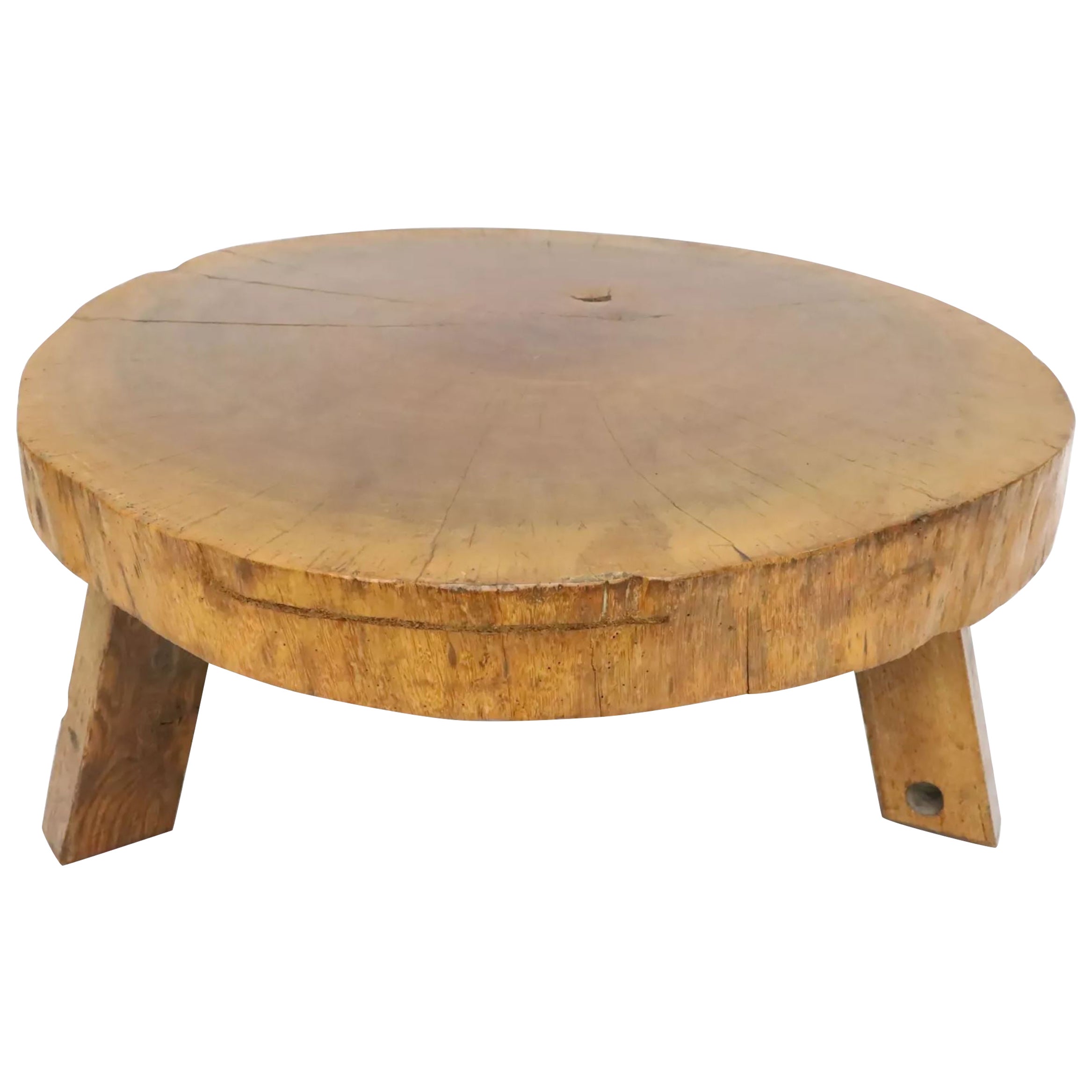 Mesa de centro de madera tipo Perriand, Chapo, Jeanneret, base trípode Wabi-Sabi 1940 en venta