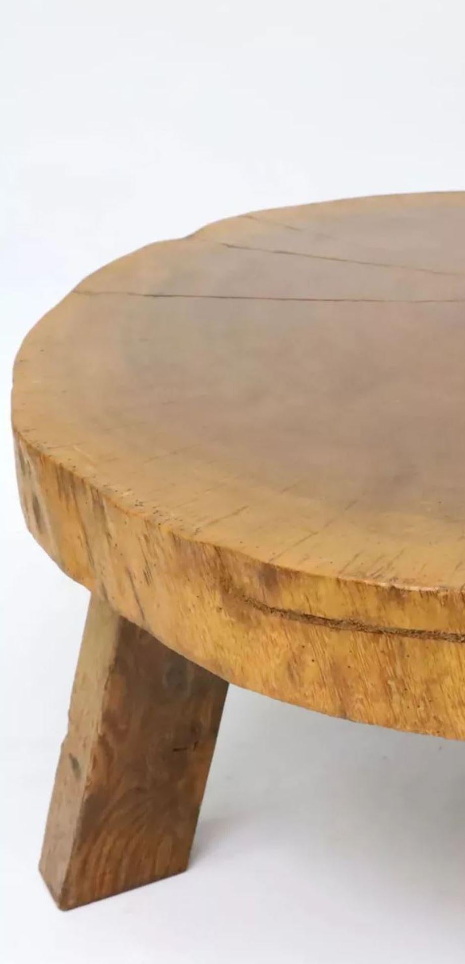 Wooden Coffee Table like Perriand, Chapo, Jeanneret, Tripod Base Wabi-Sabi 1940 For Sale 1