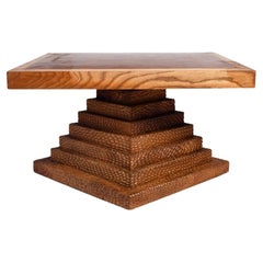 Wooden Coffee Table with a Hand-Sculpted Base, 1960s