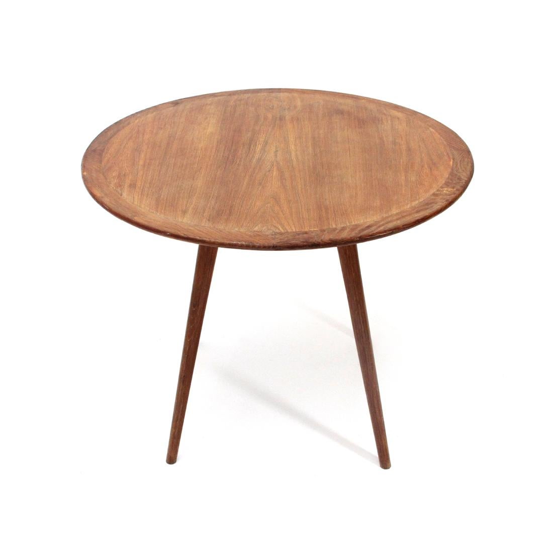 Italian Wooden Coffee Table with Round Top, 1950s