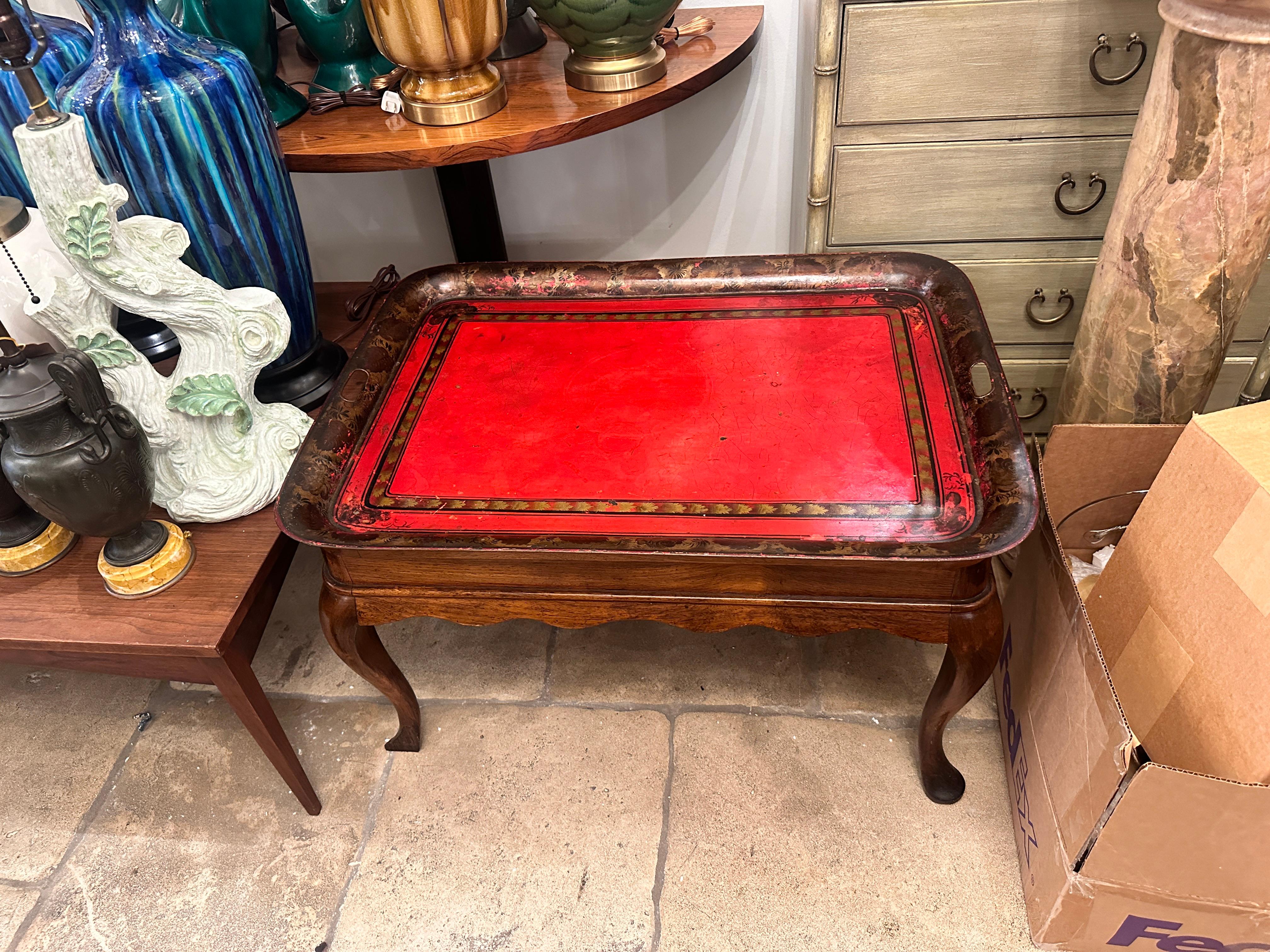 Métal Table basse en bois avec plateau en vente