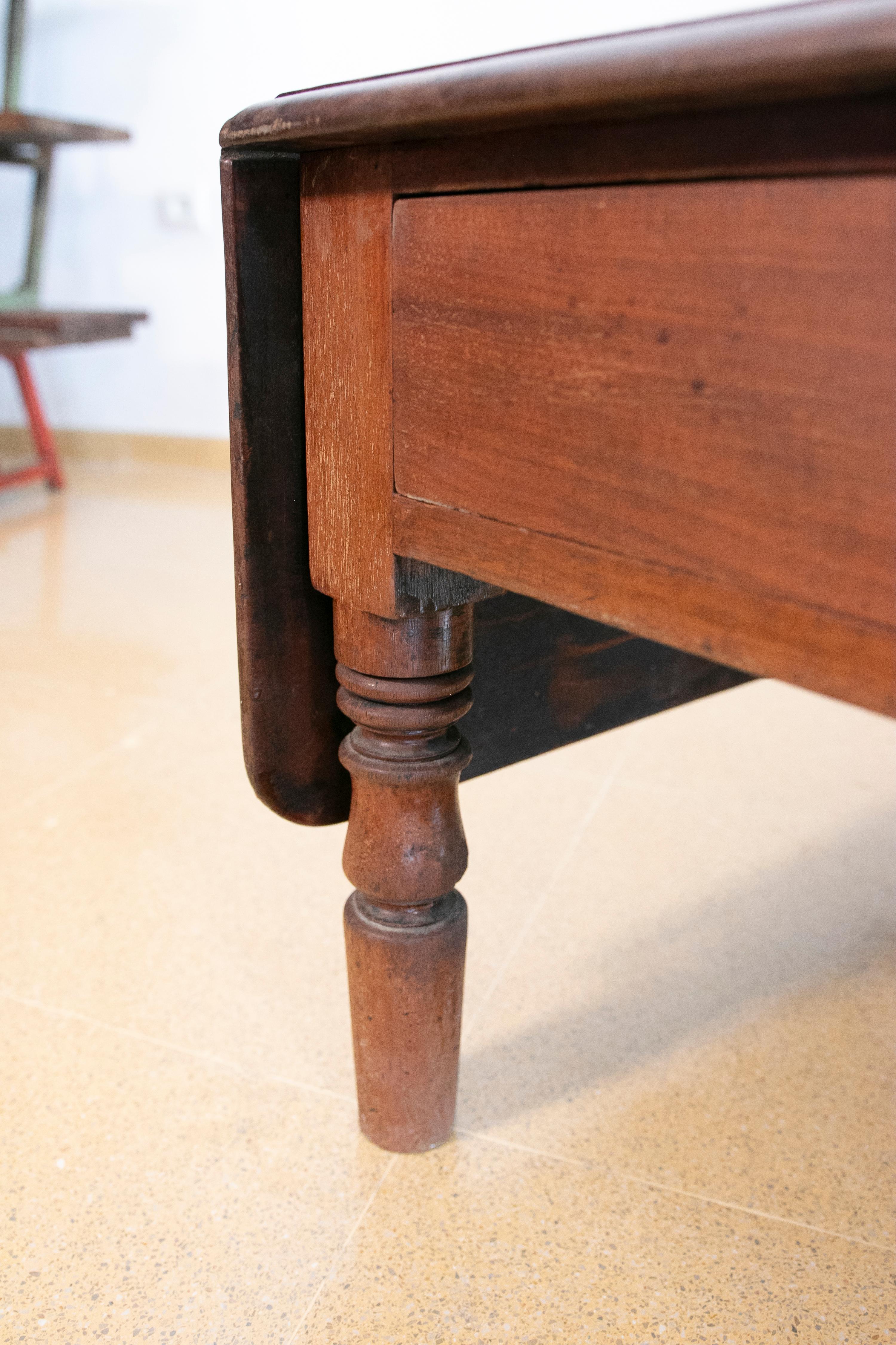 Wooden Coffee Wing Table with Drawers on the Side For Sale 9