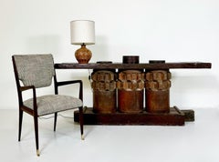 Wooden Console Made Of Sugar Cane Crusher Elements