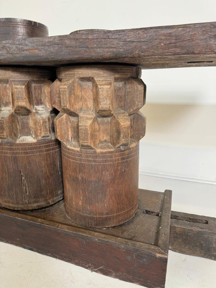 Wooden Console Made Of Sugar Cane Crusher Elements For Sale 2