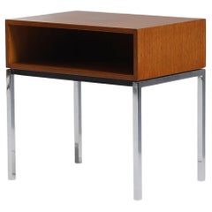 wooden console table or side table with chrome legs by Florence Knoll with 1960s
