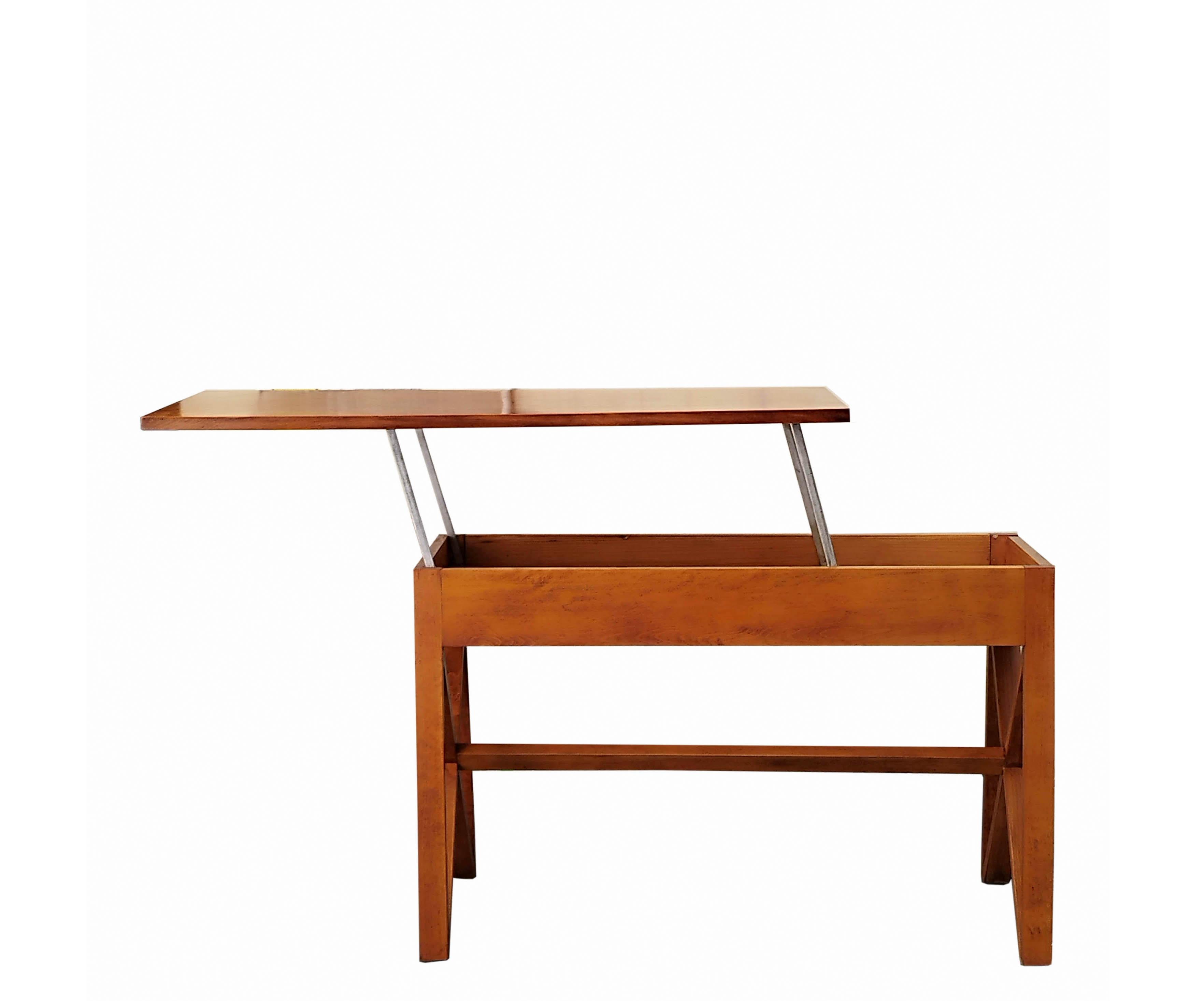 Italian Wooden Console Table with Lifting Top, Italy 1960s For Sale