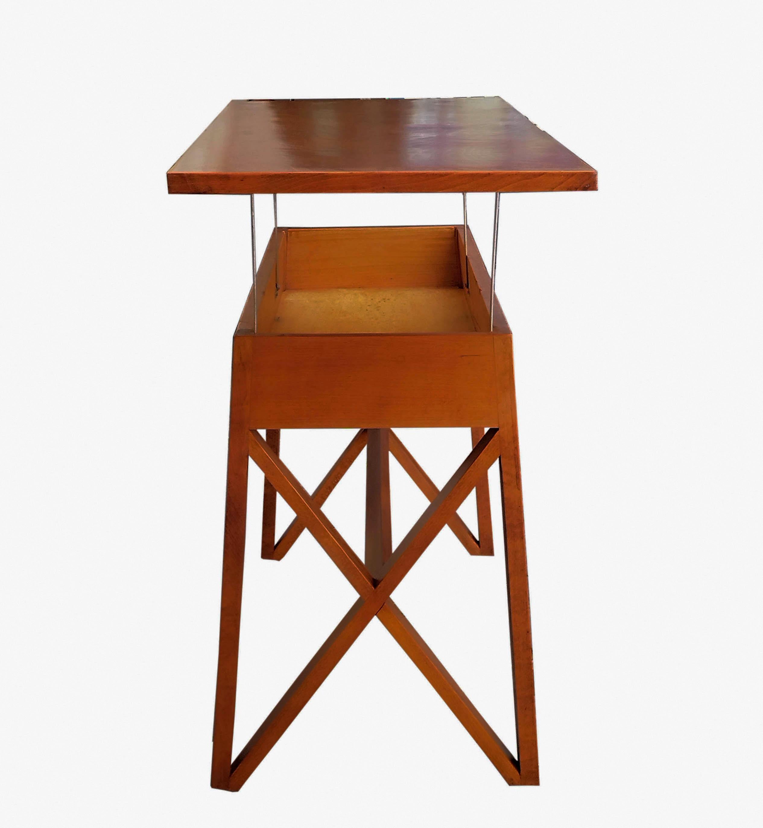 Mid-20th Century Wooden Console Table with Lifting Top, Italy 1960s For Sale