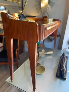 Wooden Console With Black Glass Top from the 1950s