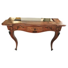 Wooden Console with Smoked Glass