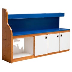 Wooden Counter with Blue Top by Charlotte Perriand