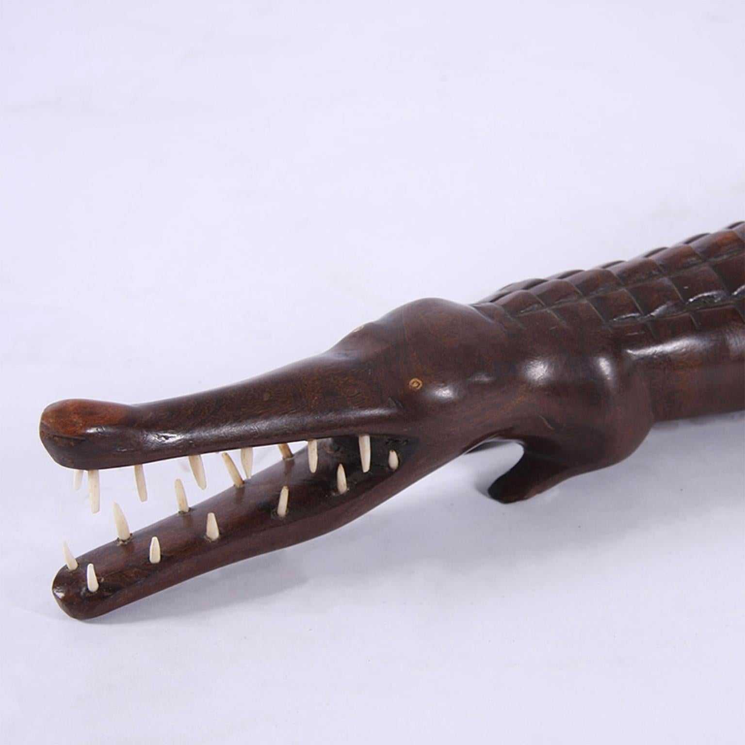 French Wooden Crocodile Decoration