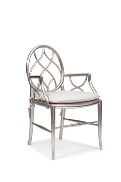 Wooden Decorative Dining Chair with Armrests, Straw Caned Seat with Seat Pillow