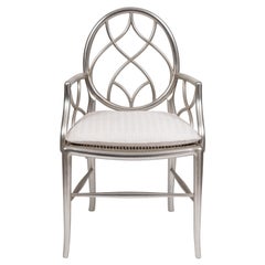 Wooden Decorative Dining Chair with Armrests, Straw Caned Seat with Seat Pillow