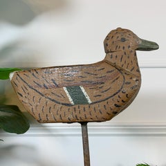 Wooden Decoy Duck on Stand, circa 1910