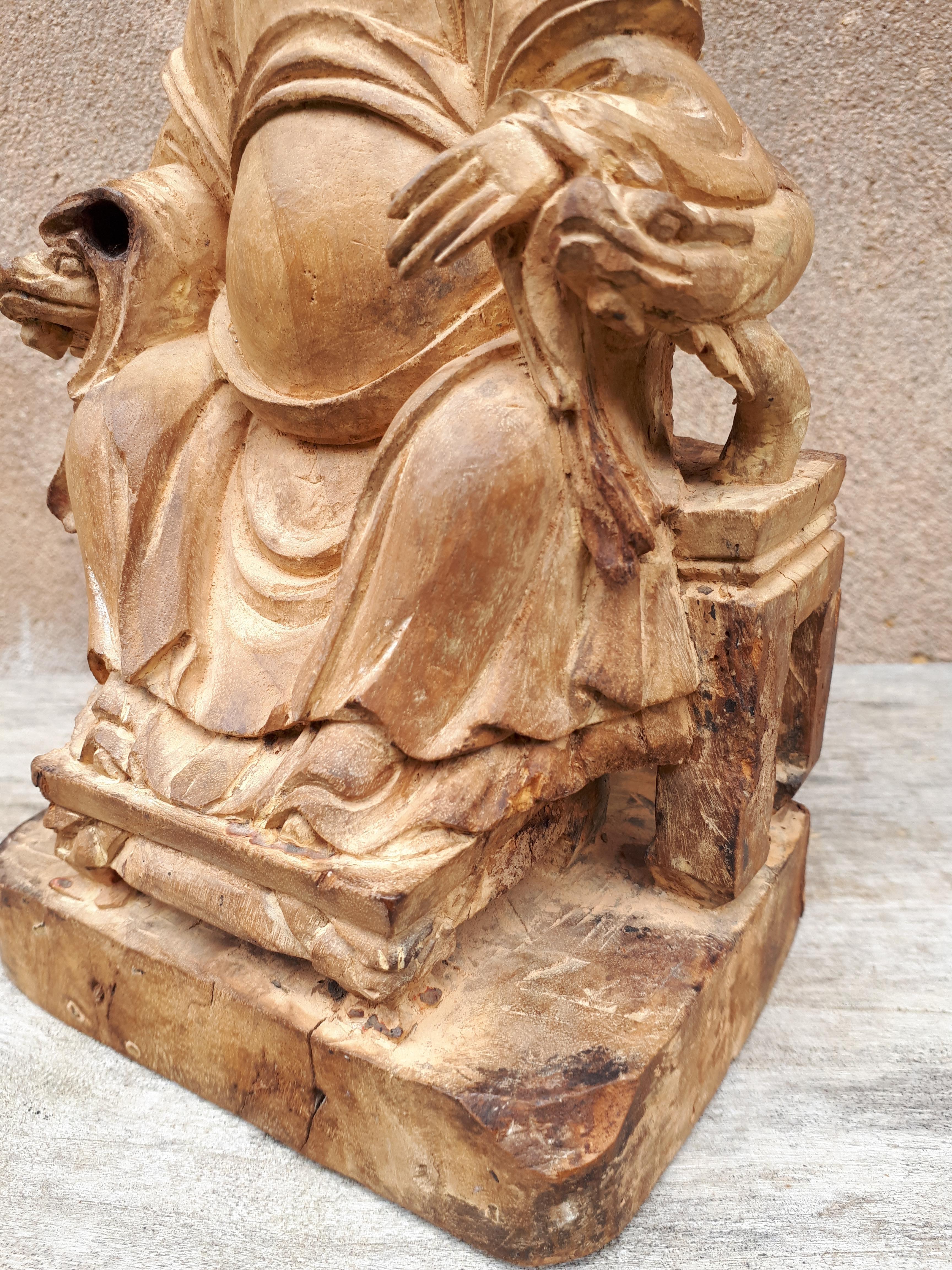 Wooden Deity Statue, China Ming Period For Sale 6