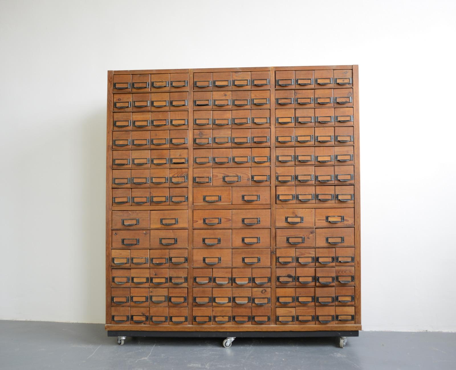 Wooden Dental Surgery Record Cabinets, circa 1950s In Good Condition In Gloucester, GB