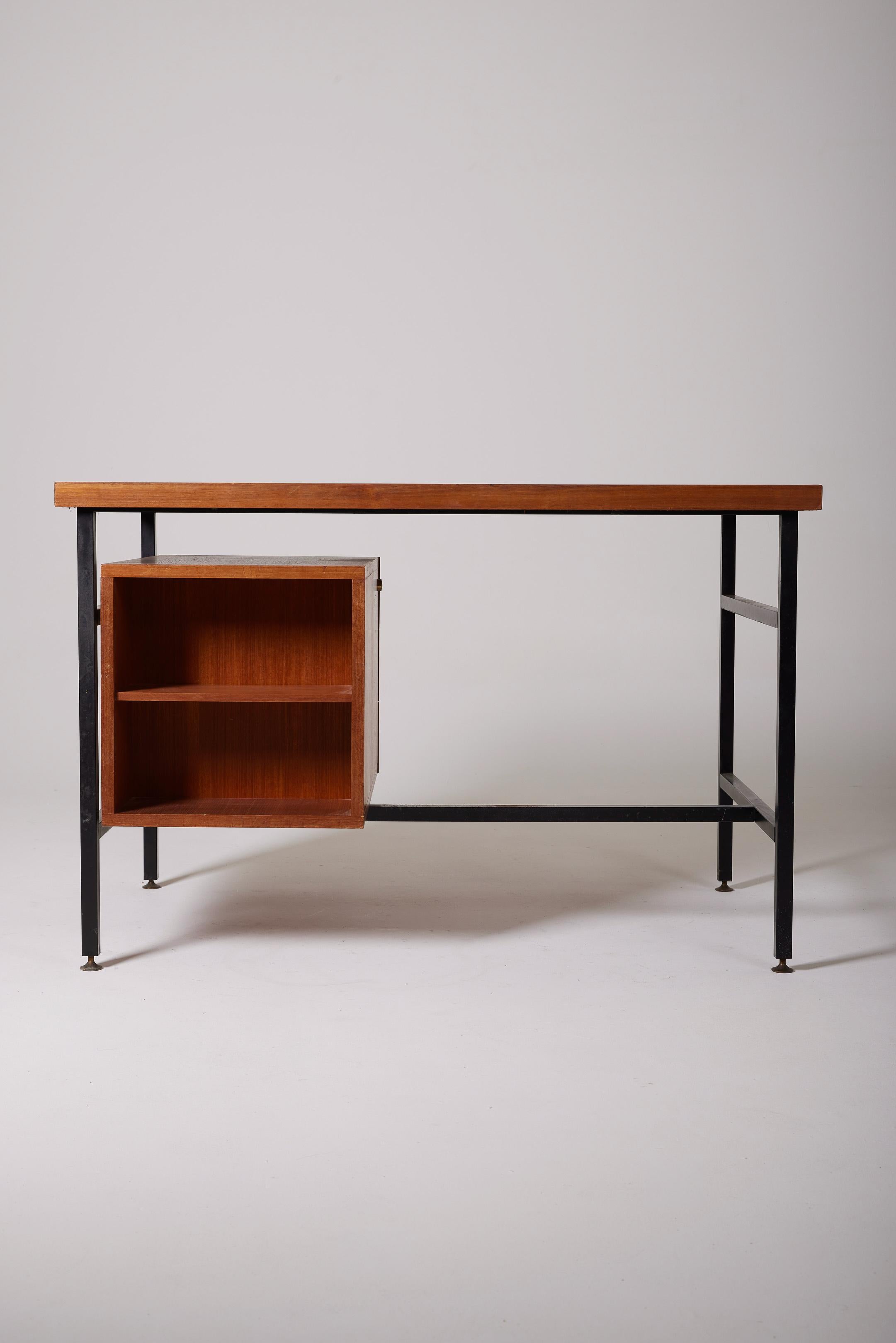 Metal Wooden desk by Pierre Guariche