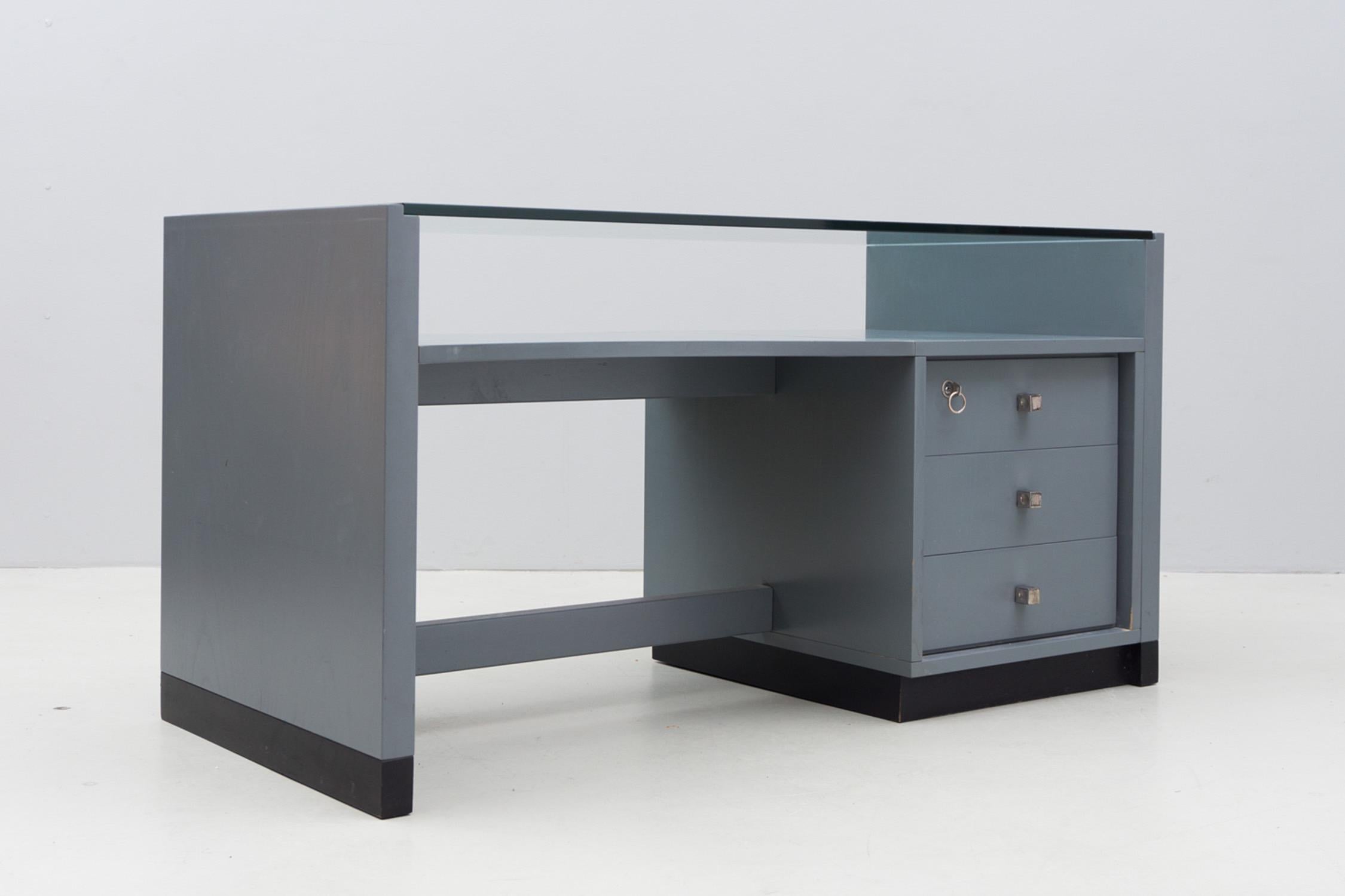 Glass Wooden Desk, Ico Parisi, 1968 For Sale