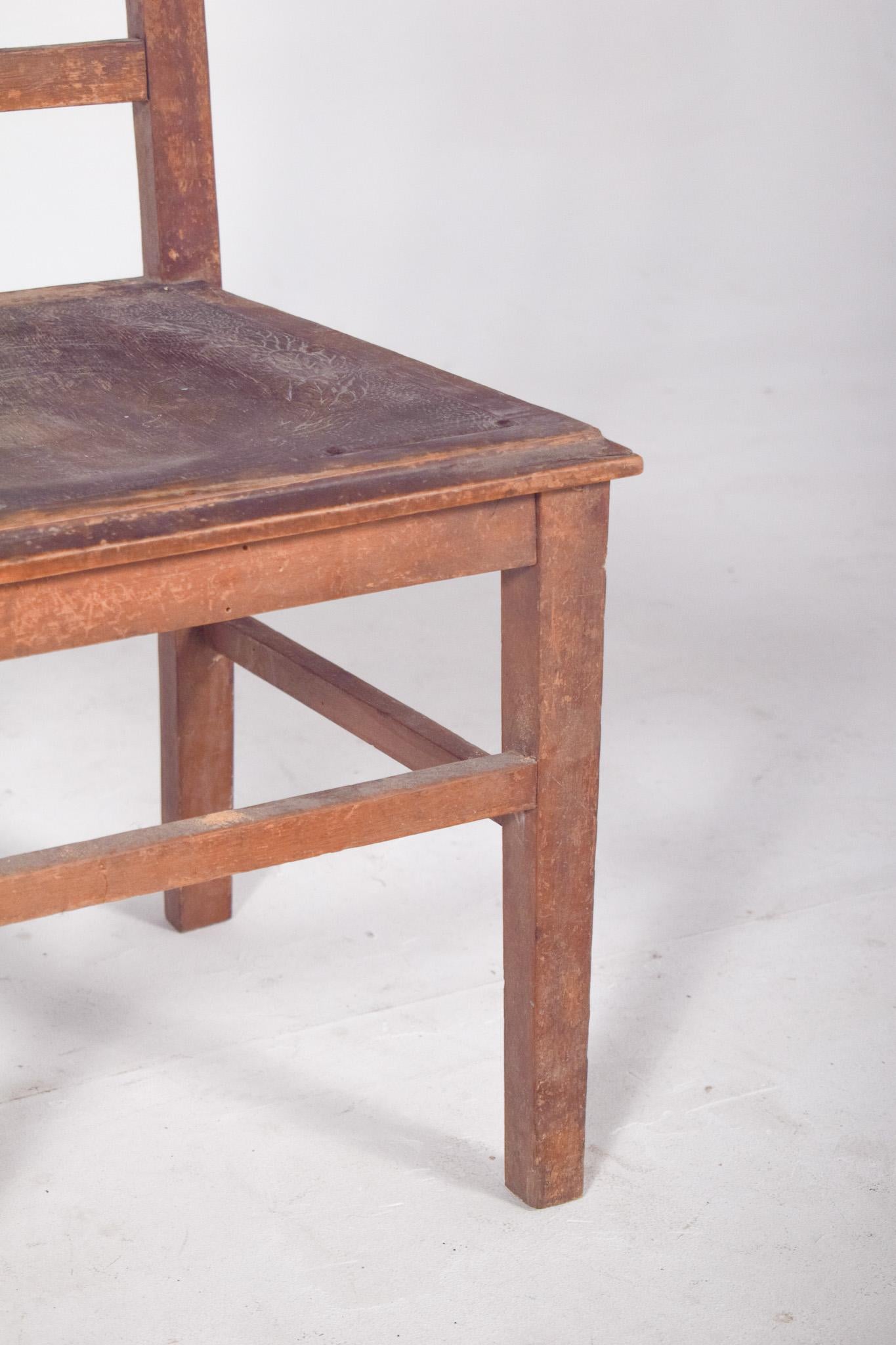 Portuguese Wooden Dining Chair with Worked Bottom For Sale