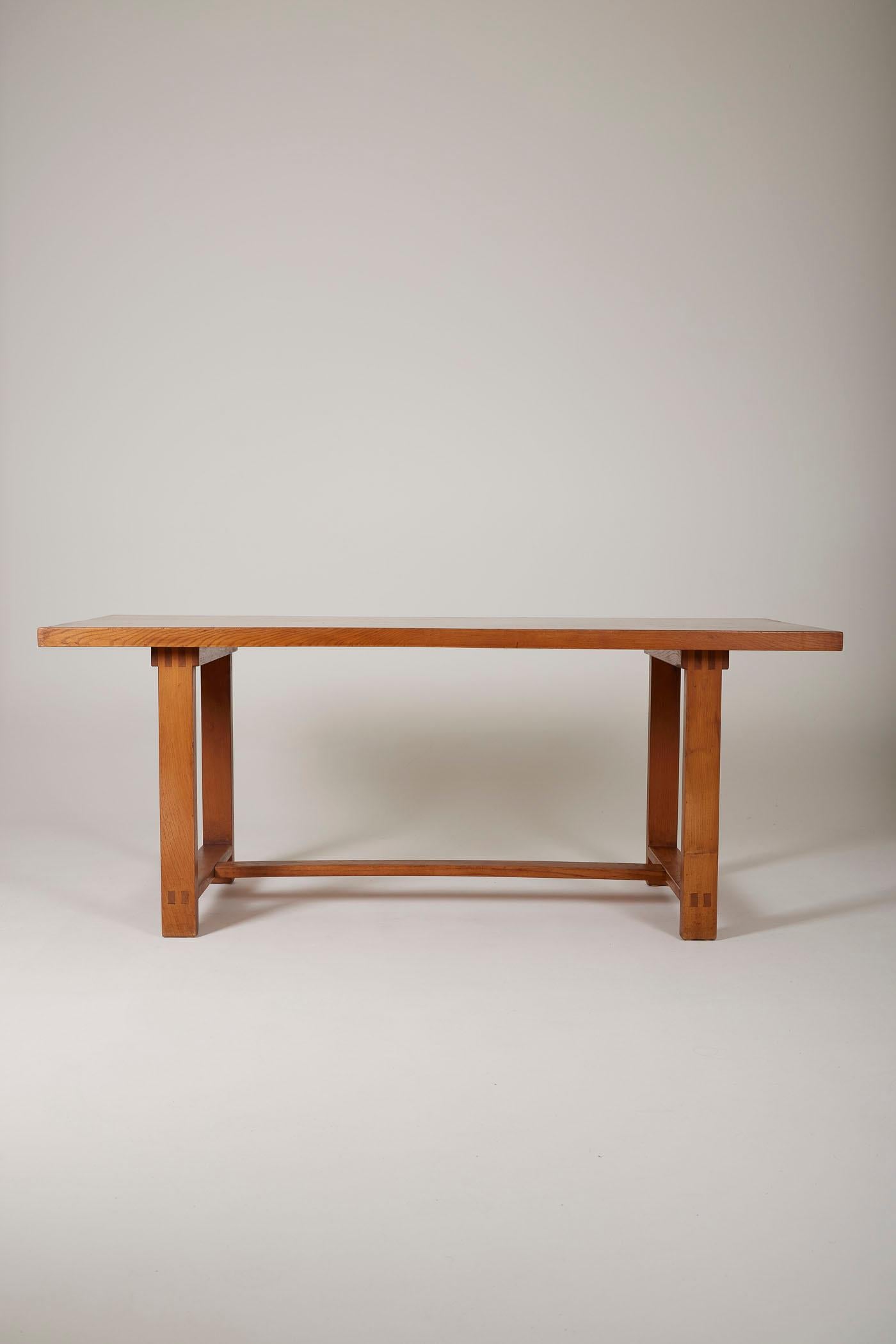 20th Century Wooden dining table by Pierre Chapo