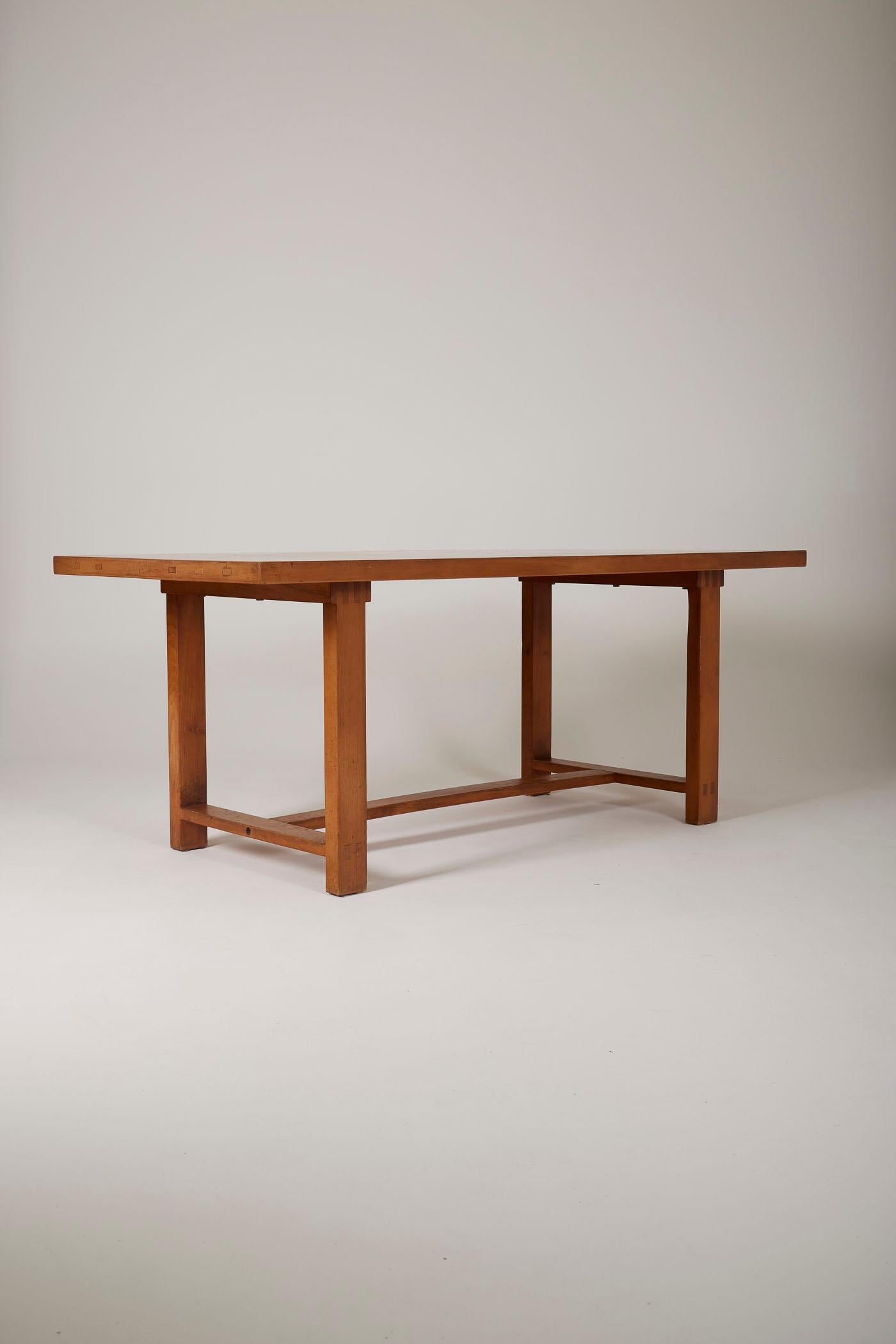 Elm Wooden dining table by Pierre Chapo