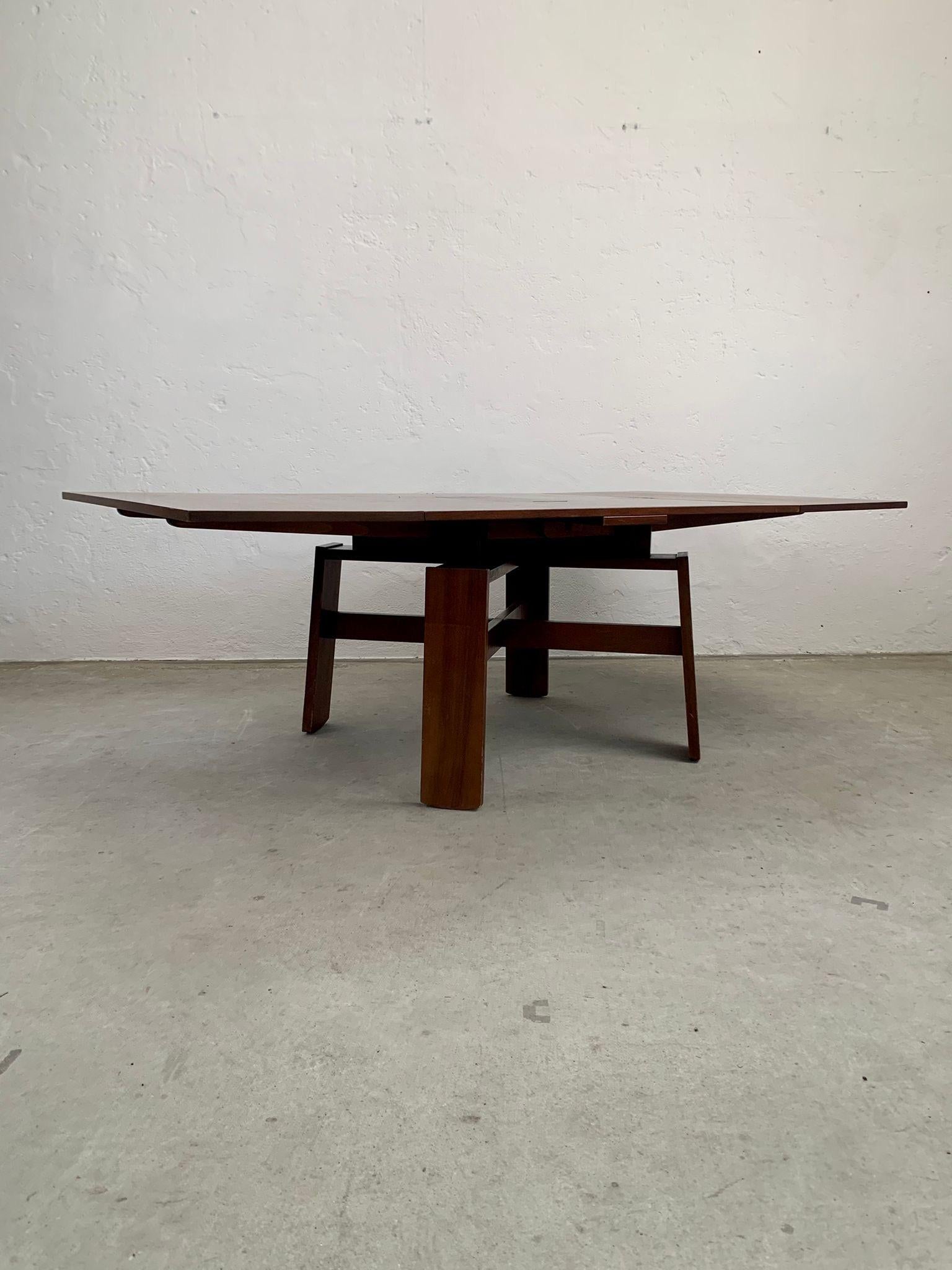 Italian wooden dining table by Silvio Coppola for Bernini, Italy, 1964 For Sale
