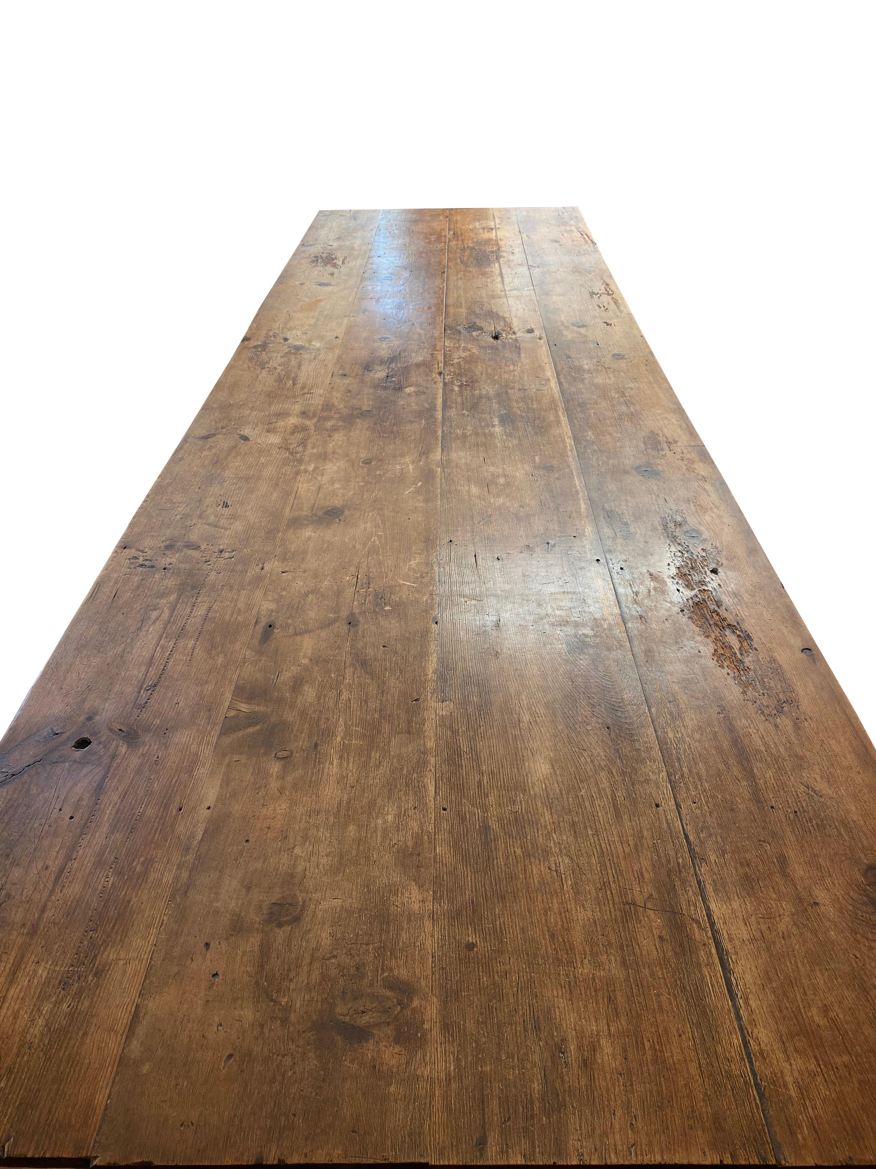 Hand-Crafted Antique reclaimed wood Dining Table For Sale