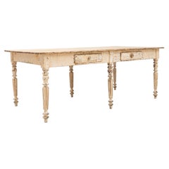 19th Century French Antique Dining Table with Carved Wood Legs