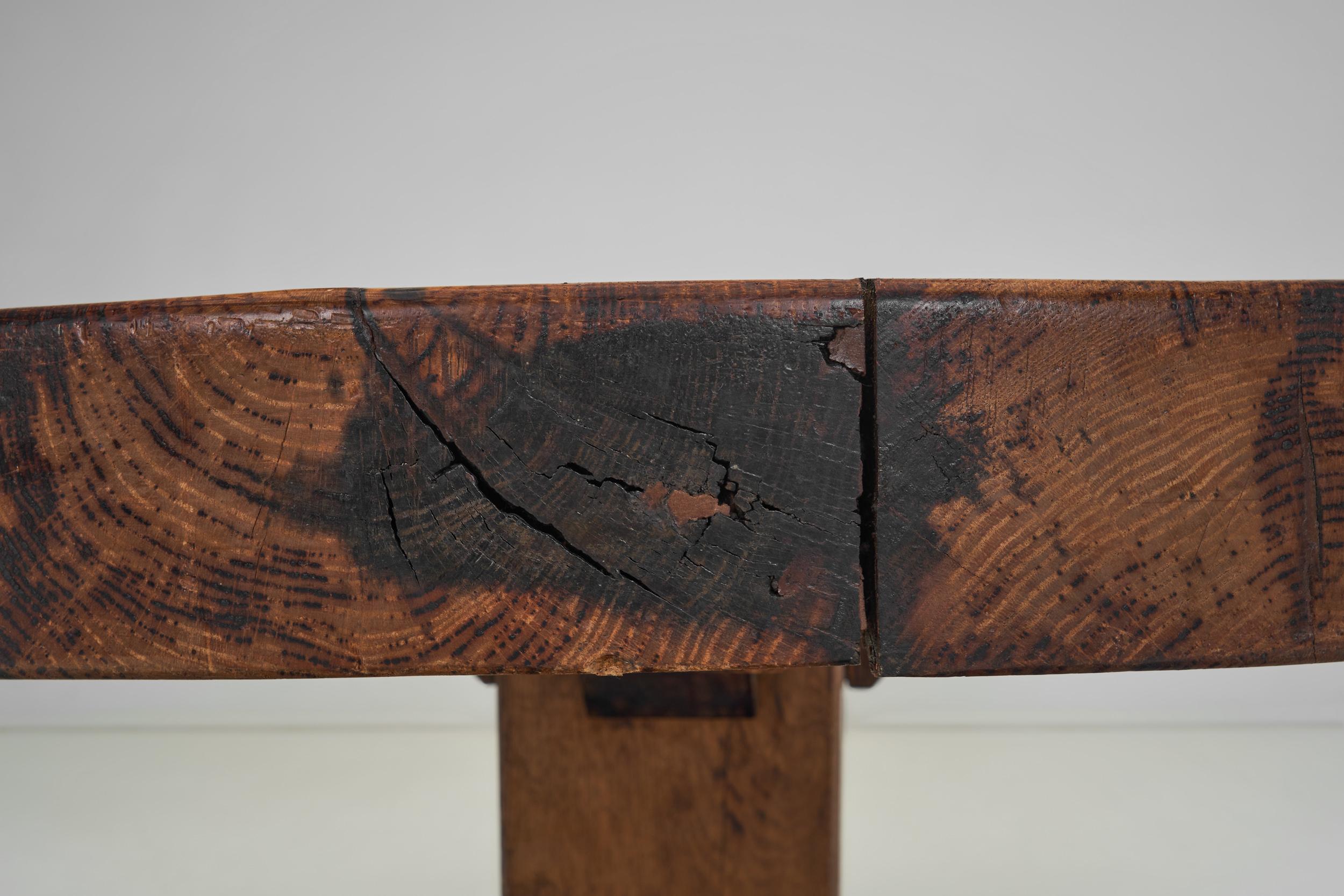 Wooden Dining Table with Carved Leg, Europe Mid-20th Century For Sale 9