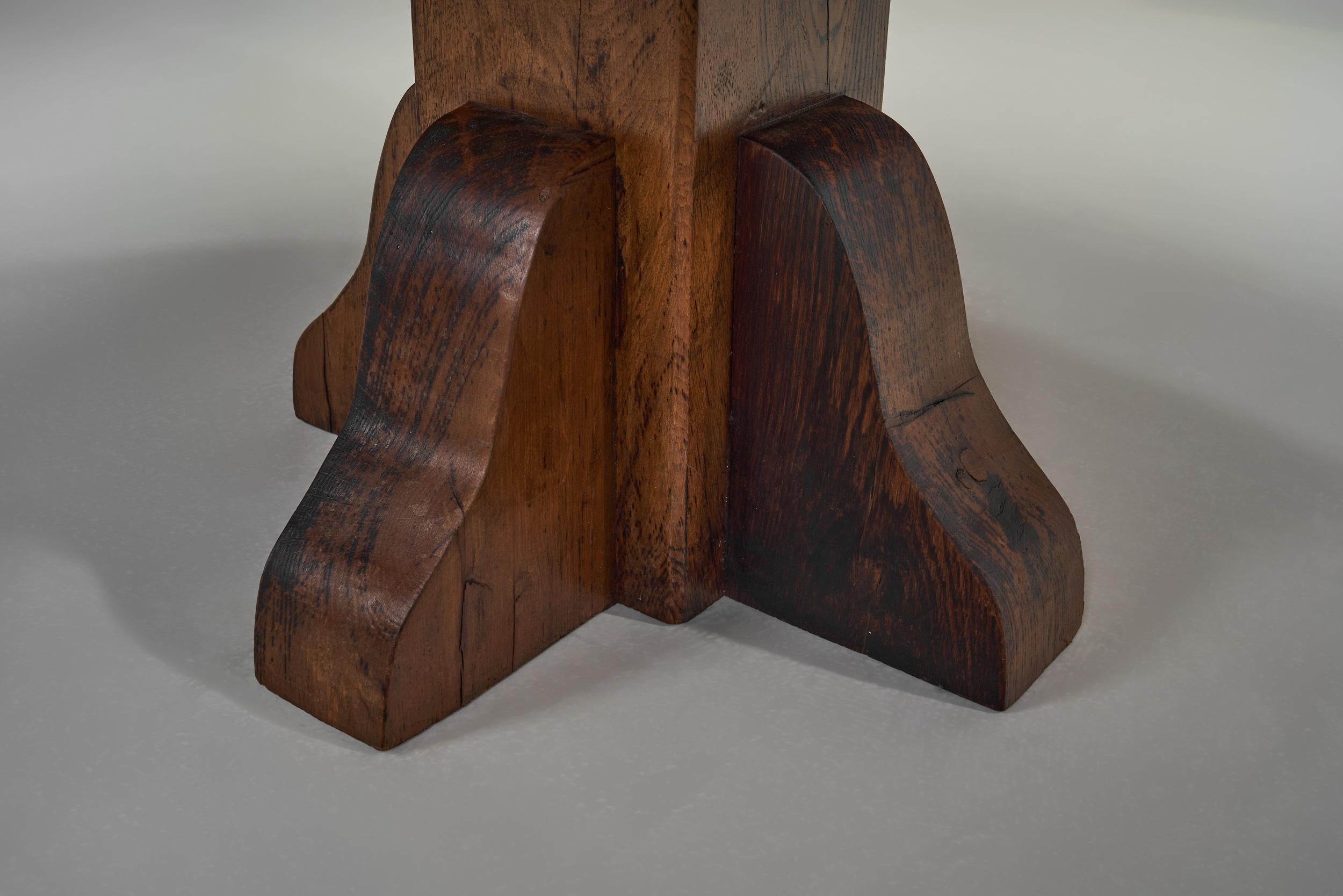 Wooden Dining Table with Carved Leg, Europe Mid-20th Century For Sale 12