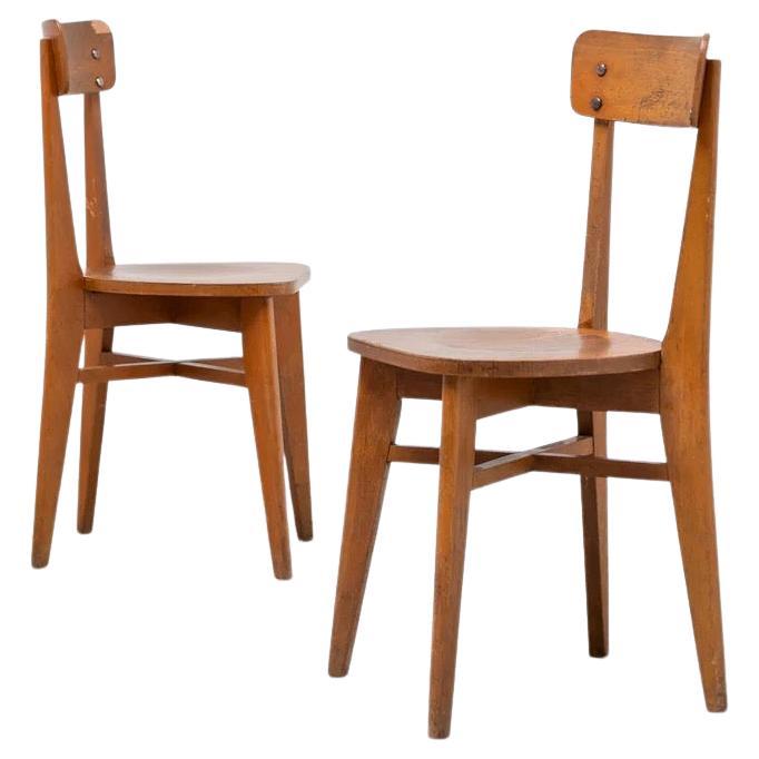 Wooden dinning chair, France. 1960s en vente