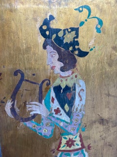 Wooden Diptych, Lyre Players, 19th Century