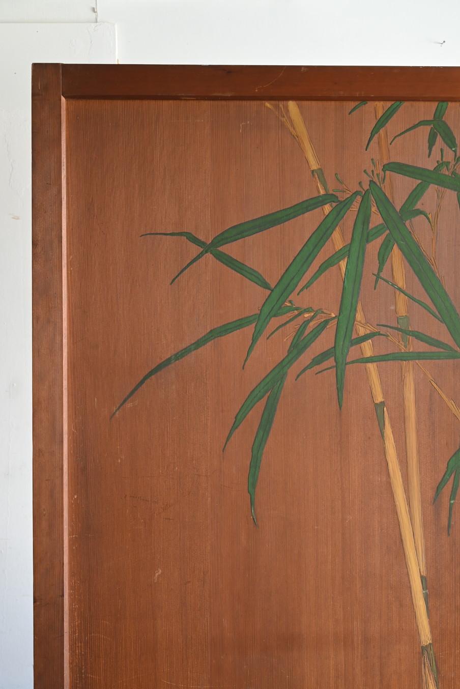 Puerta de madera con pintura antigua de bambú japonés/Pintura para colgar en la pared/Puerta de madera Taisho en venta