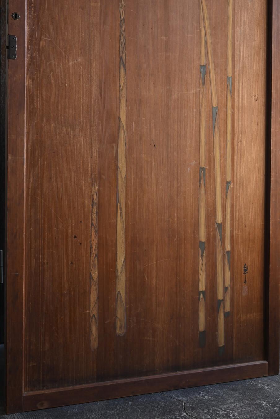 Puerta de madera con pintura antigua de bambú japonés/Pintura para colgar en la pared/Puerta de madera en Bueno estado para la venta en Sammu-shi, Chiba
