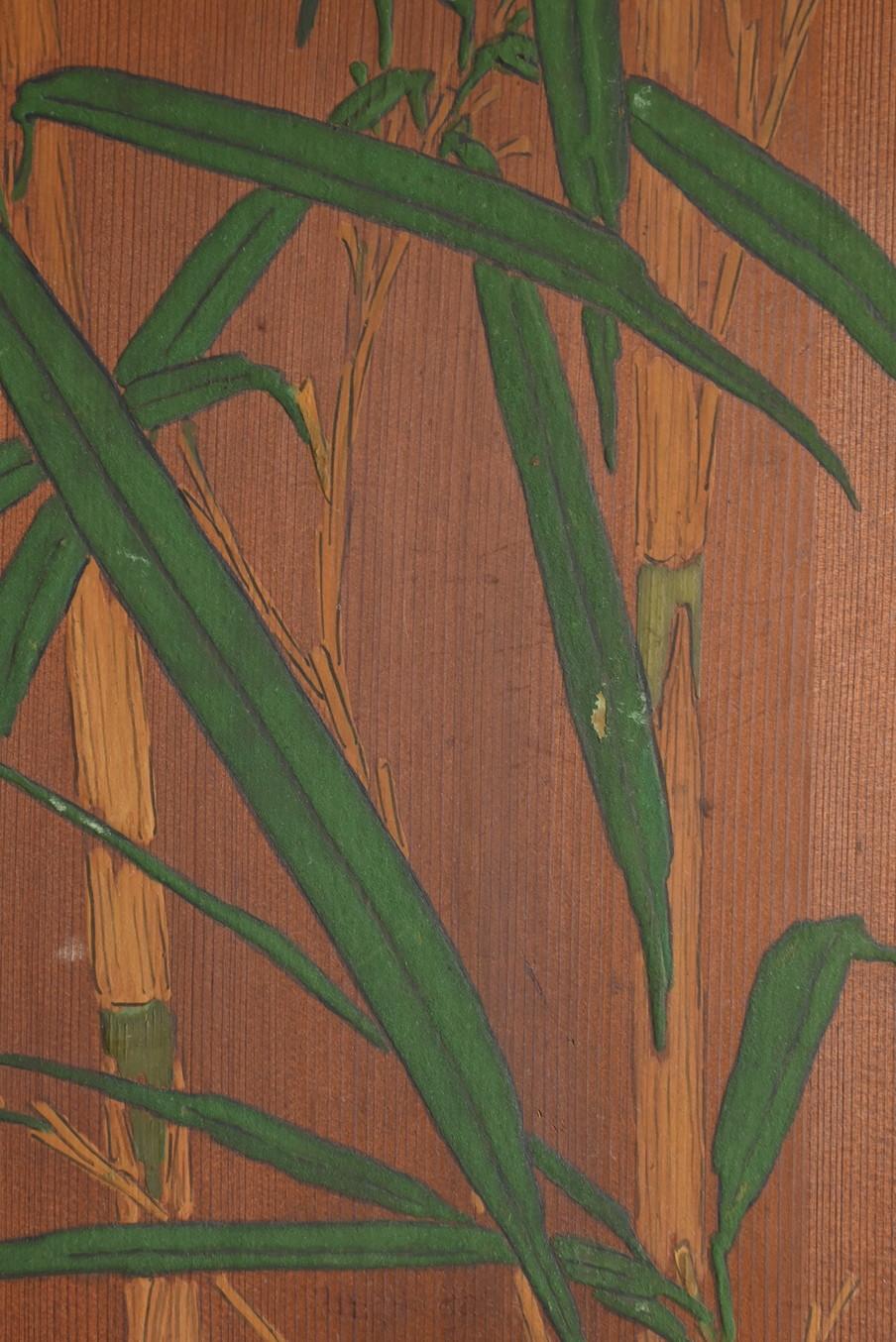 Puerta de madera con pintura antigua de bambú japonés/Pintura para colgar en la pared/Puerta de madera Cedro en venta